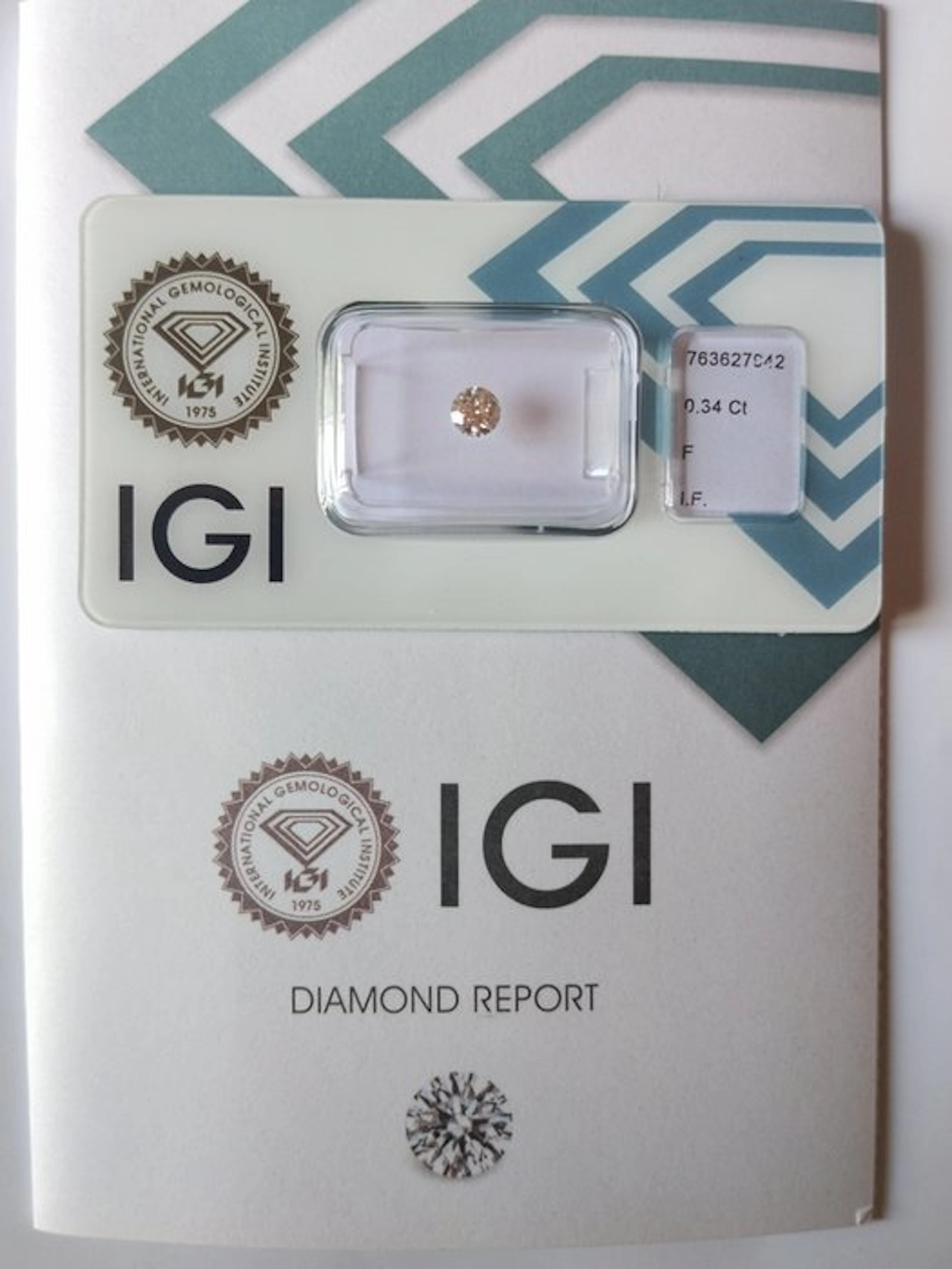 1 pcs Diamond (Natural) - 0.34 ct - Round - F - IF...
