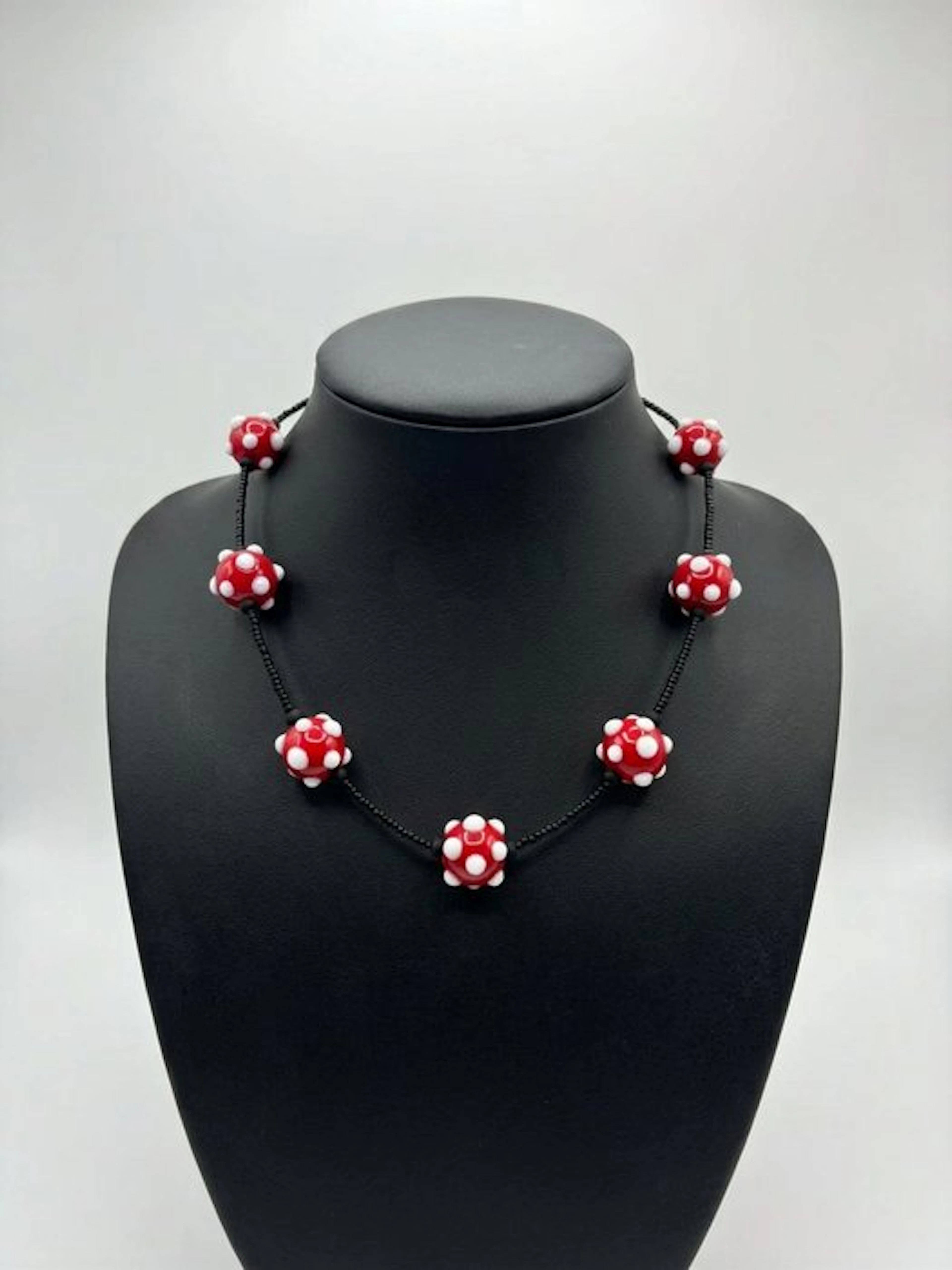 Murano glass - Necklace - red and white glass