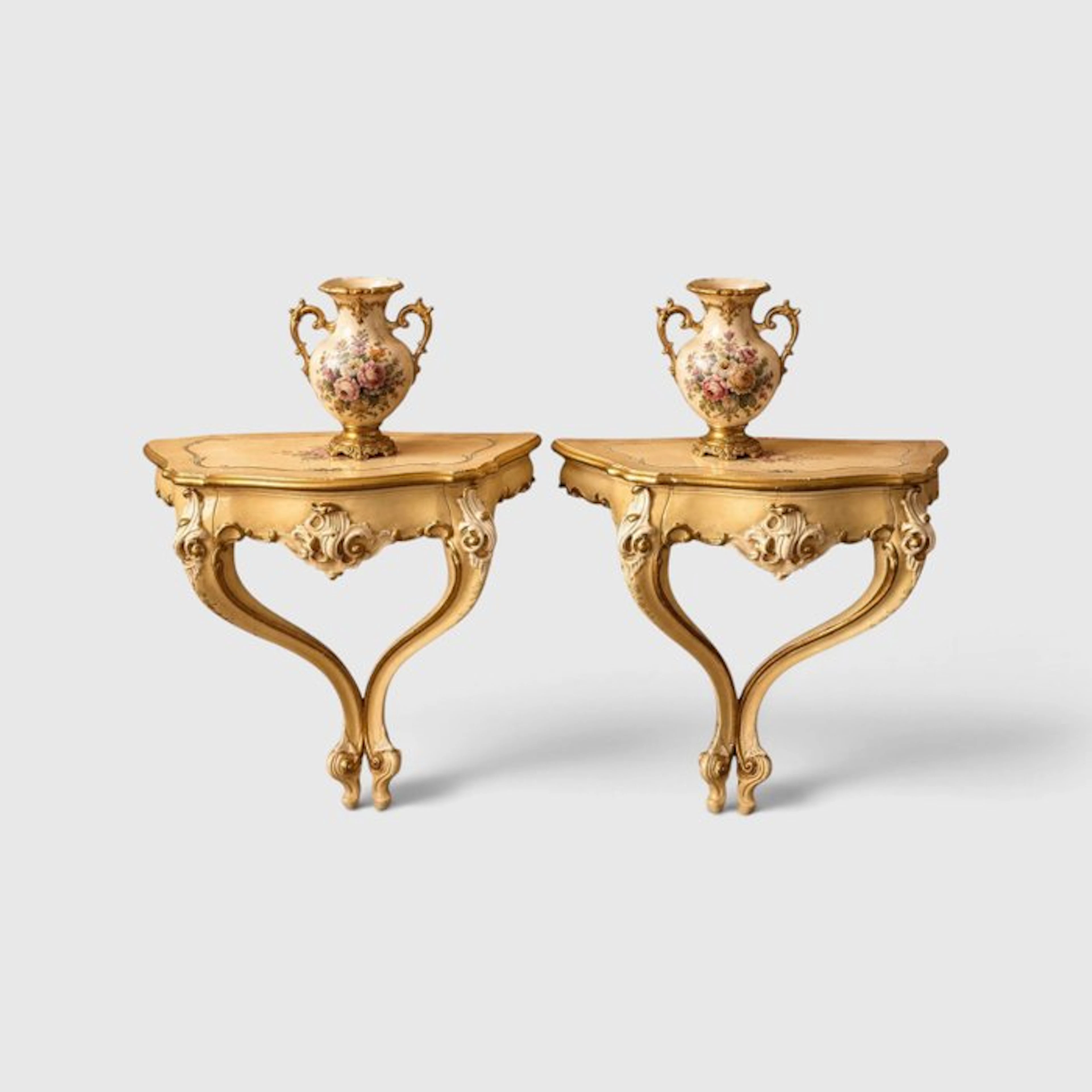 Wall shelf unit (2) - Wood - Rococo shelf