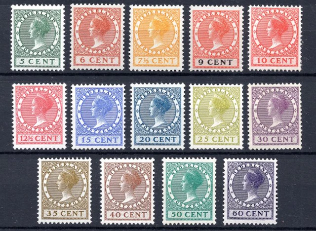Netherlands 1924 - Queen Wilhelmina (type Veth). - NVPH 149/162 Luxe serie