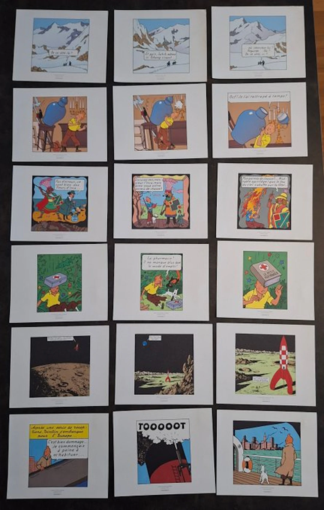 Tintin - 18 Lithographies Scènes des Albums Tintin - 18 Lithographies