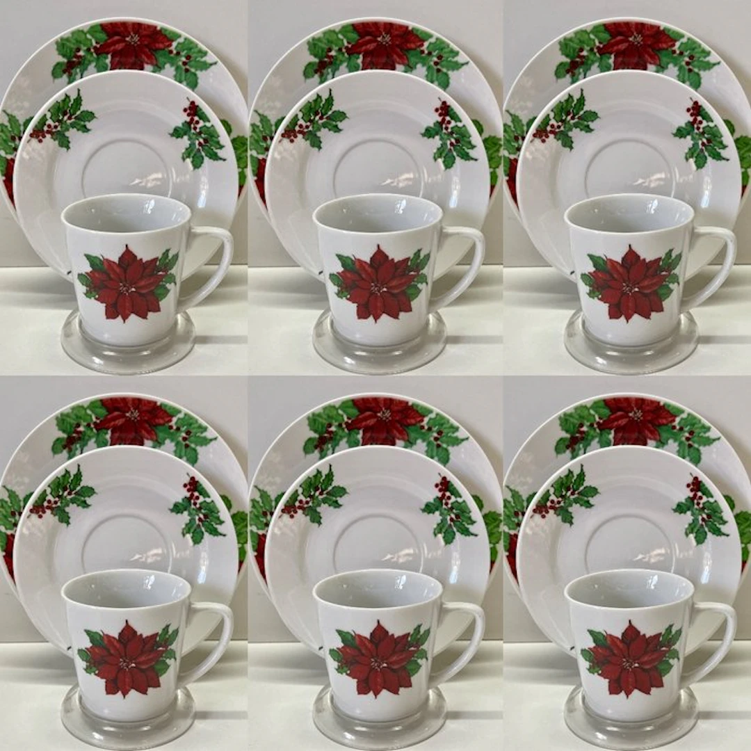 Poinsettia 18-delig Kerst Servies - Table service for 6...