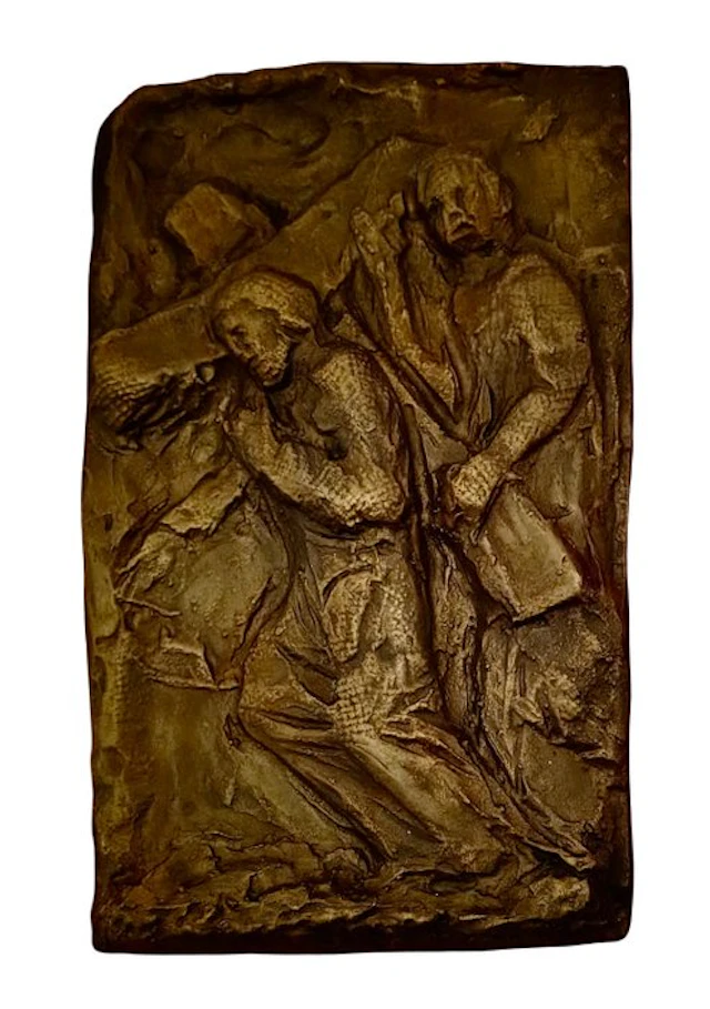 Sculpture, Il Cireneo aiuta Gesù - 36 cm - Gilt bronze