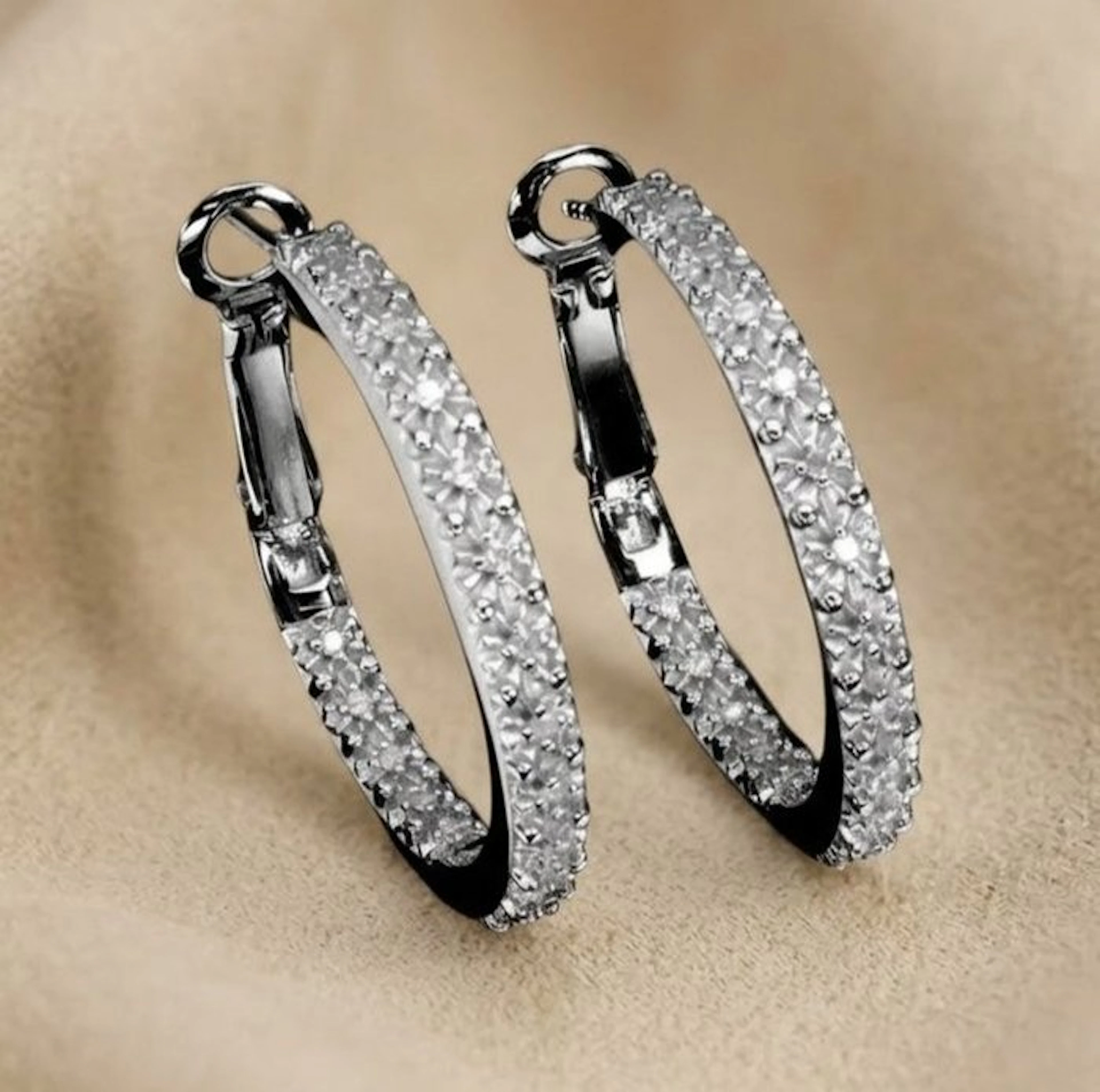 No reserve price - Earrings Silver - 0.17ct. tw. Diamond (Natural)