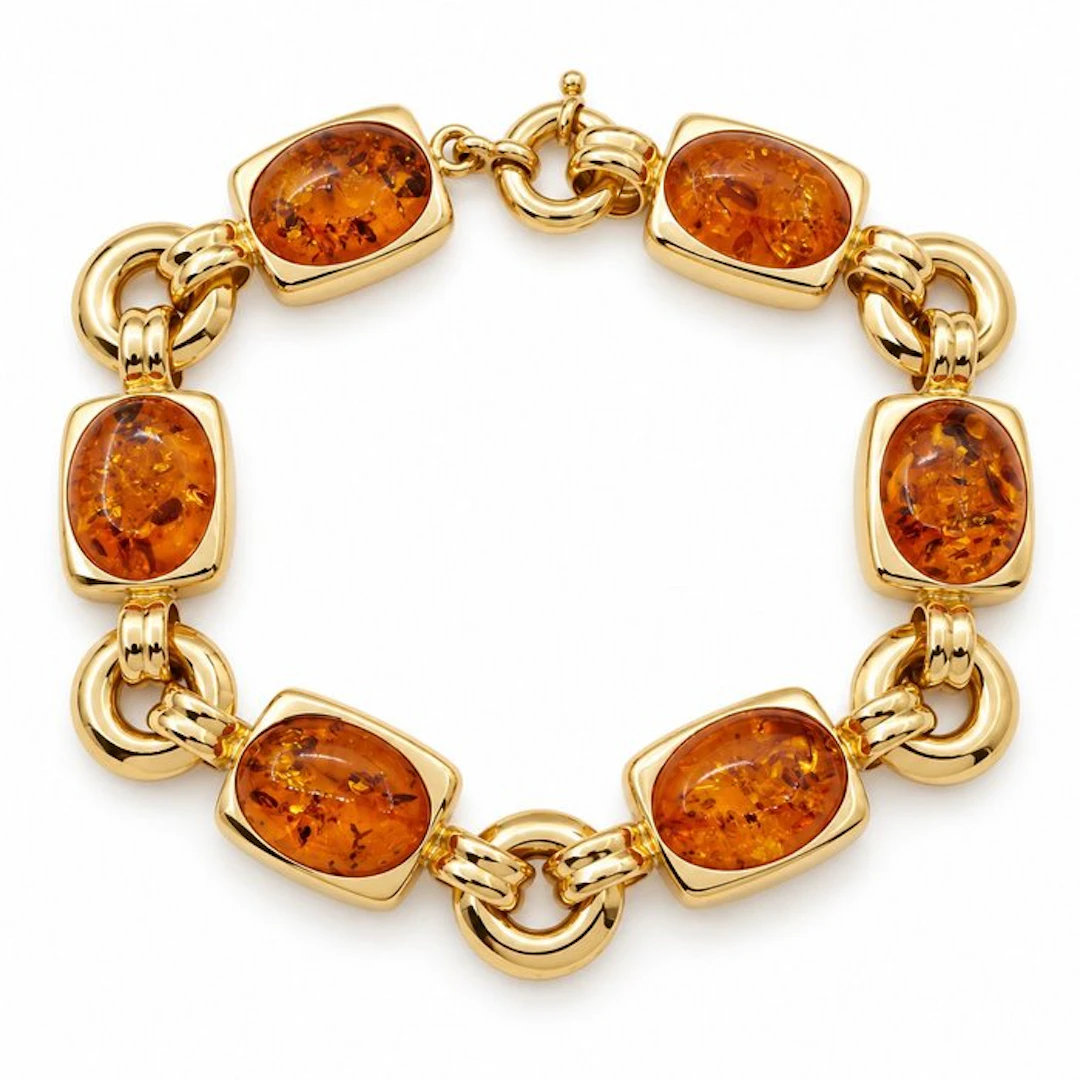 Bracelet - 18 kt. Yellow gold - 30.00ct. tw. Amber - Made in Italy - Handmade