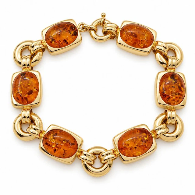 Bracelet - 18 kt. Yellow gold - 30.00ct. tw. Amber - Made in Italy - Handmade