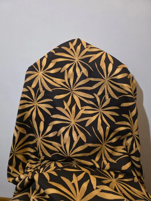 Fabric "Coco Chanel N1" Pure Gold on Black Background...