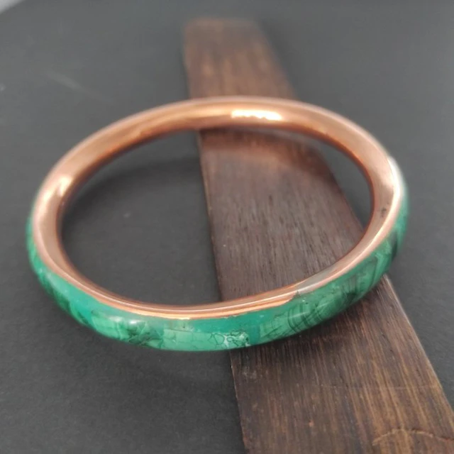 Malachite and copper Rigid bracelet - Height: 21 cm- 29 g - (1)