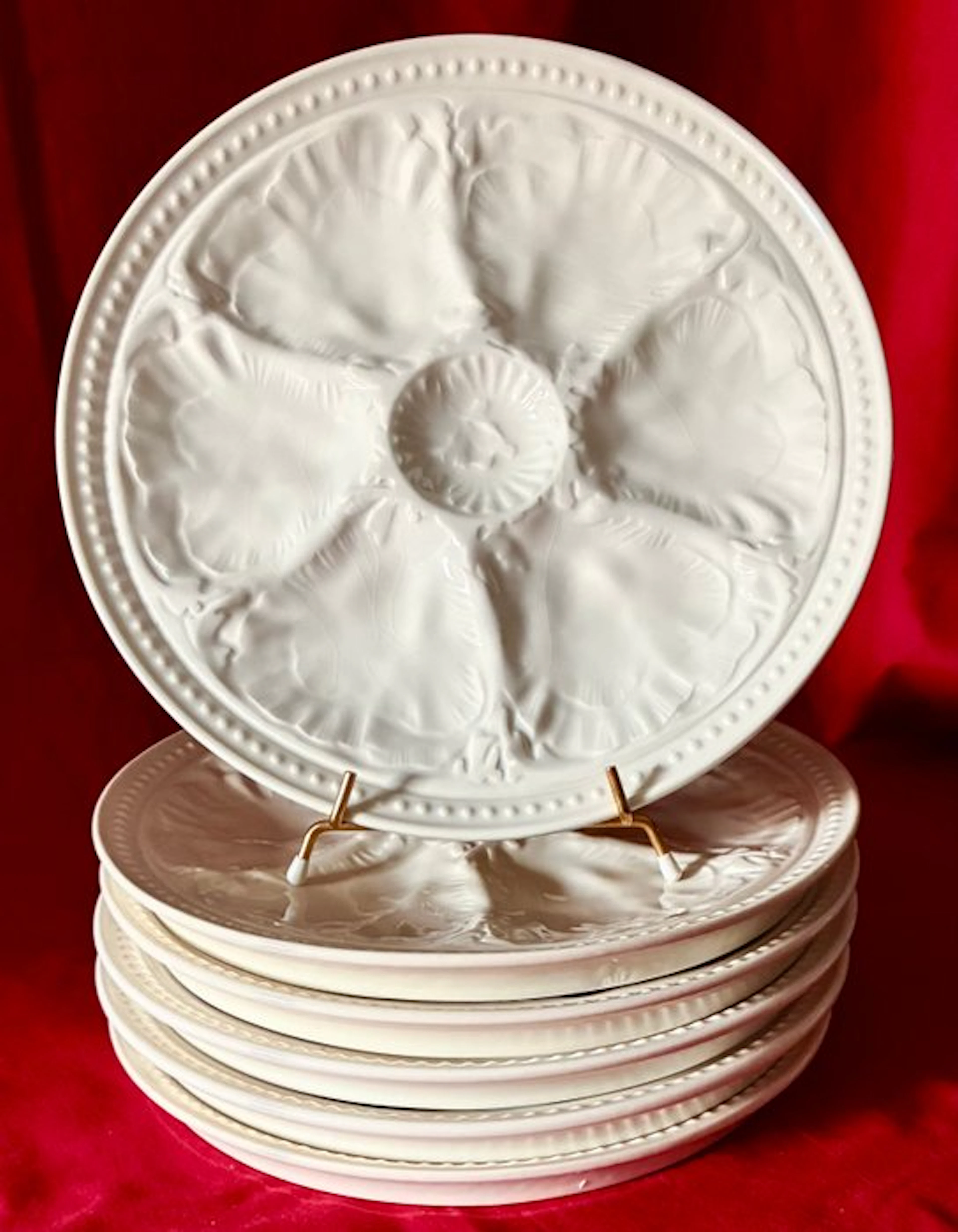Gien - Oyster set (6) - Fruits de mer - Earthenware - Oyster service for 6