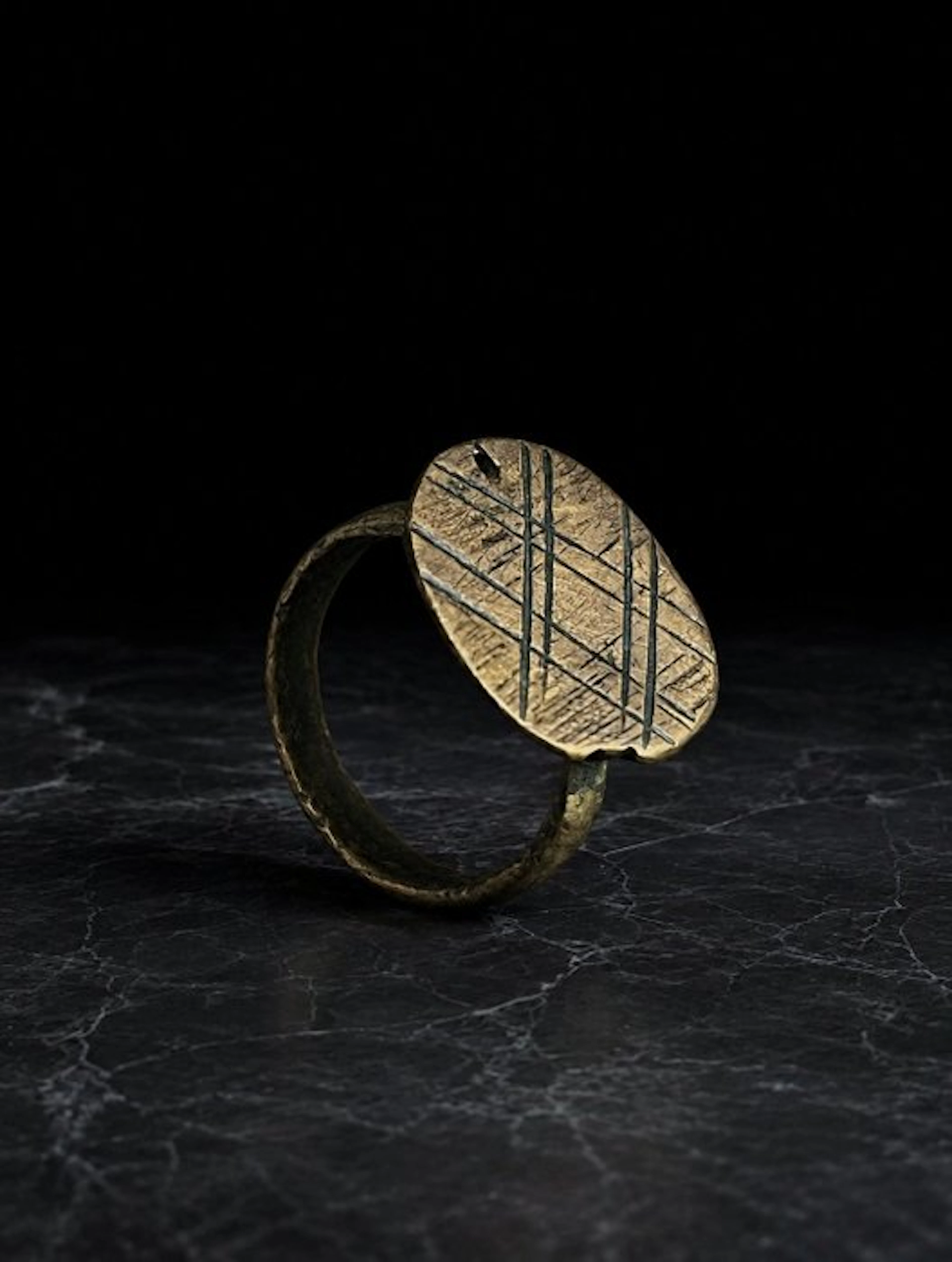 Islamic Bronze Ring with Geometric Bezel 9th to 12th...