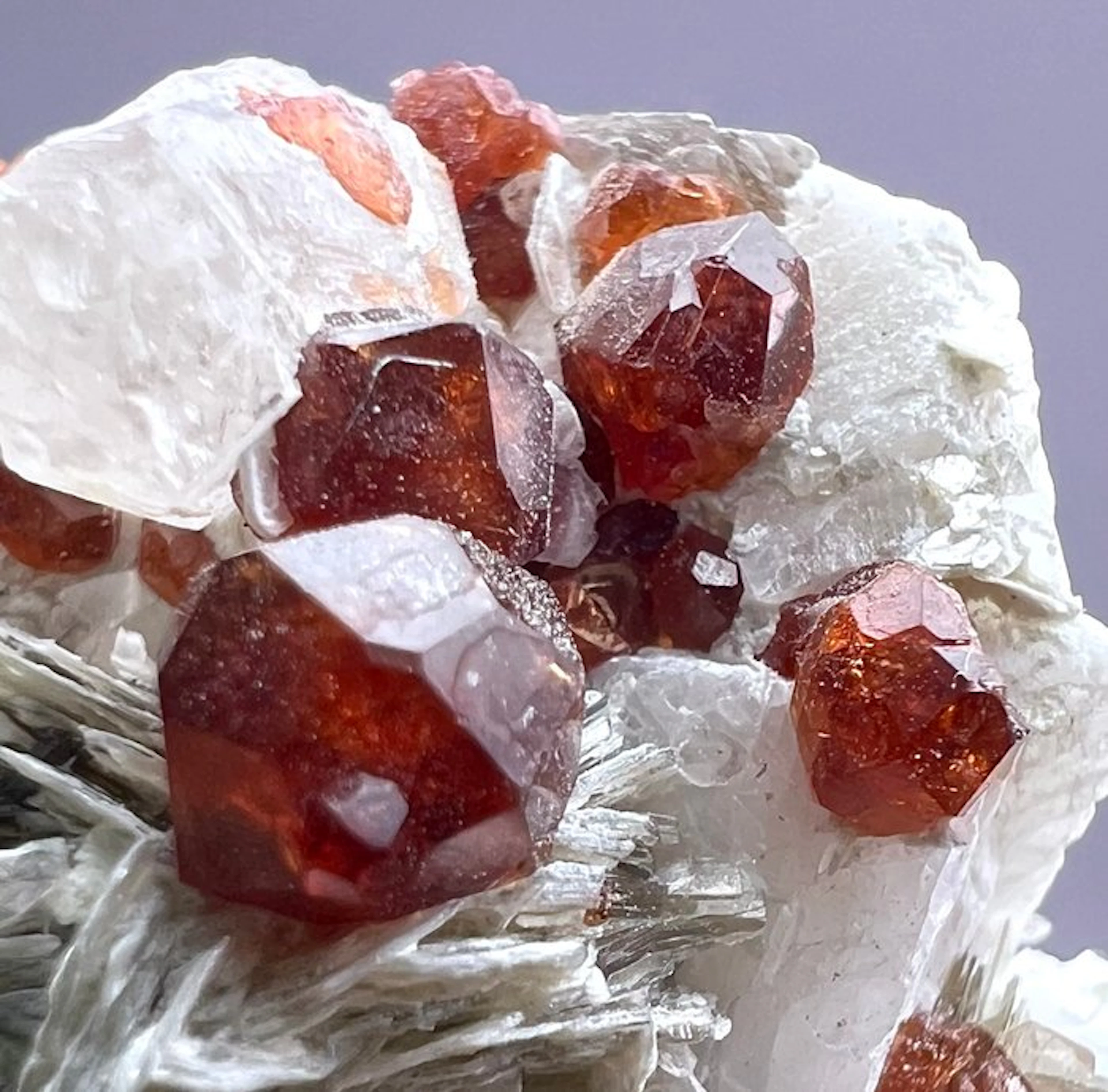 178 CT. Full Terminated Gemmy Orange Garnet Crystal Bunch On Albite