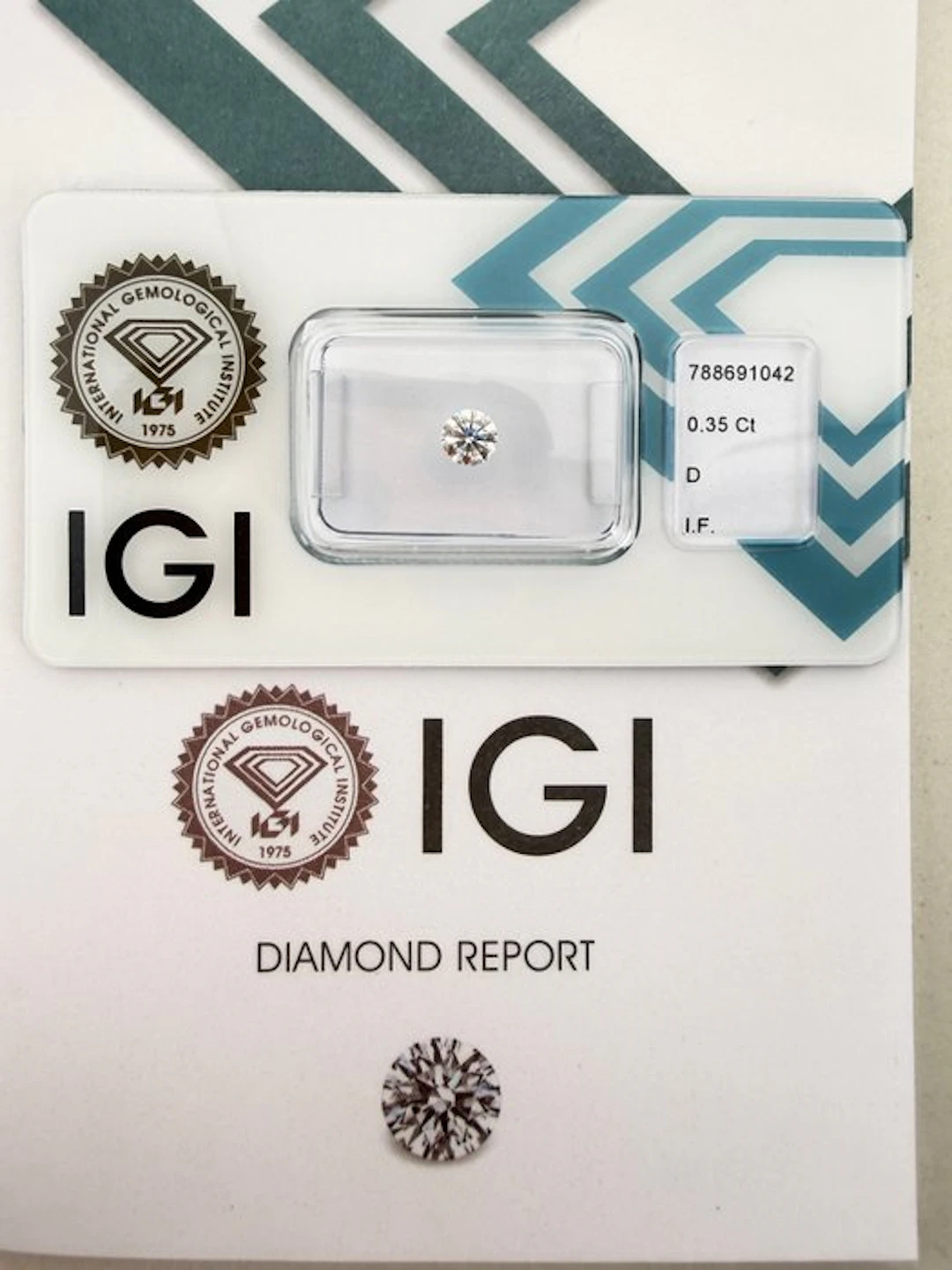 1 pcs Diamond (Natural) - 0.35 ct - Round - D...