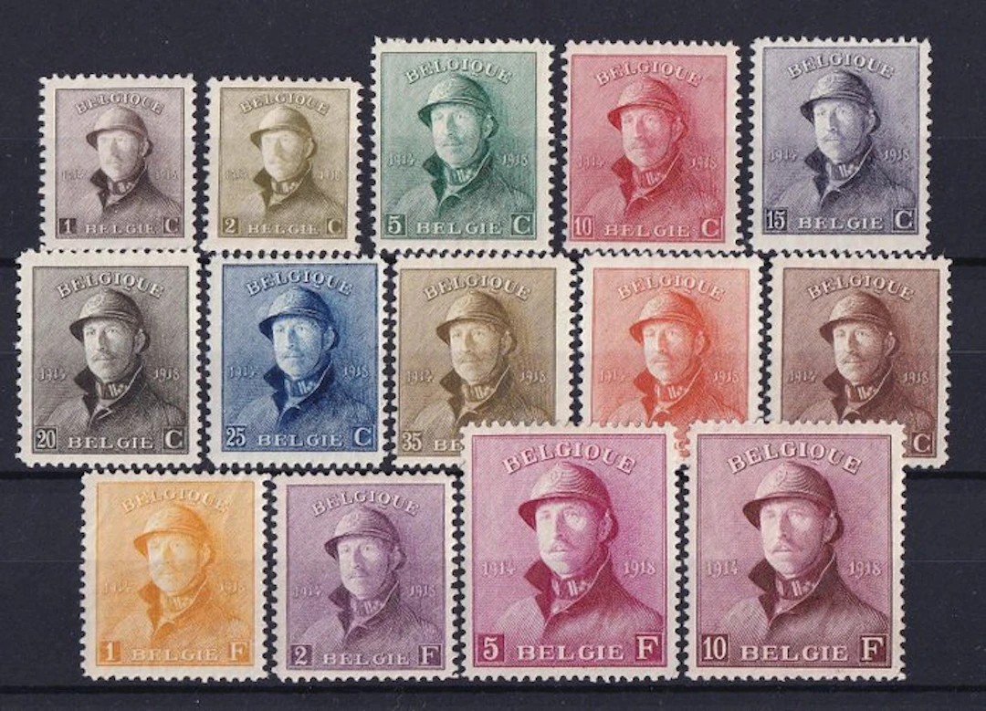 Belgium 1919 - Albert I with helmet - the complete series
