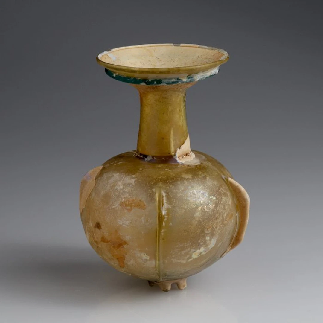 Ancient Roman, Empire Glass Dropper bottle with vertical ridges - 113 mm