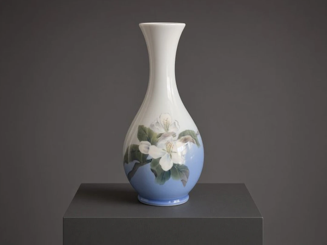 Vase - A Royal Copenhagen Porcelain "Apple Blossom" Baluster Vase