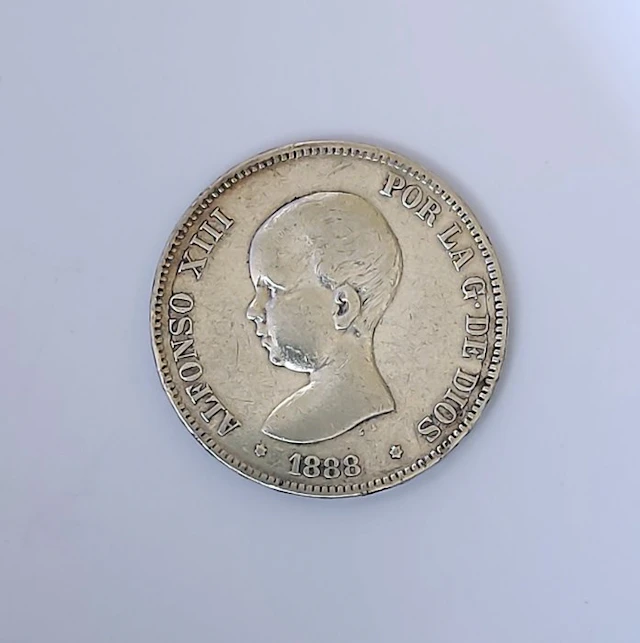 Spain. Alfonso XIII. 5 Pesetas 1888 MPM (No reserve price)