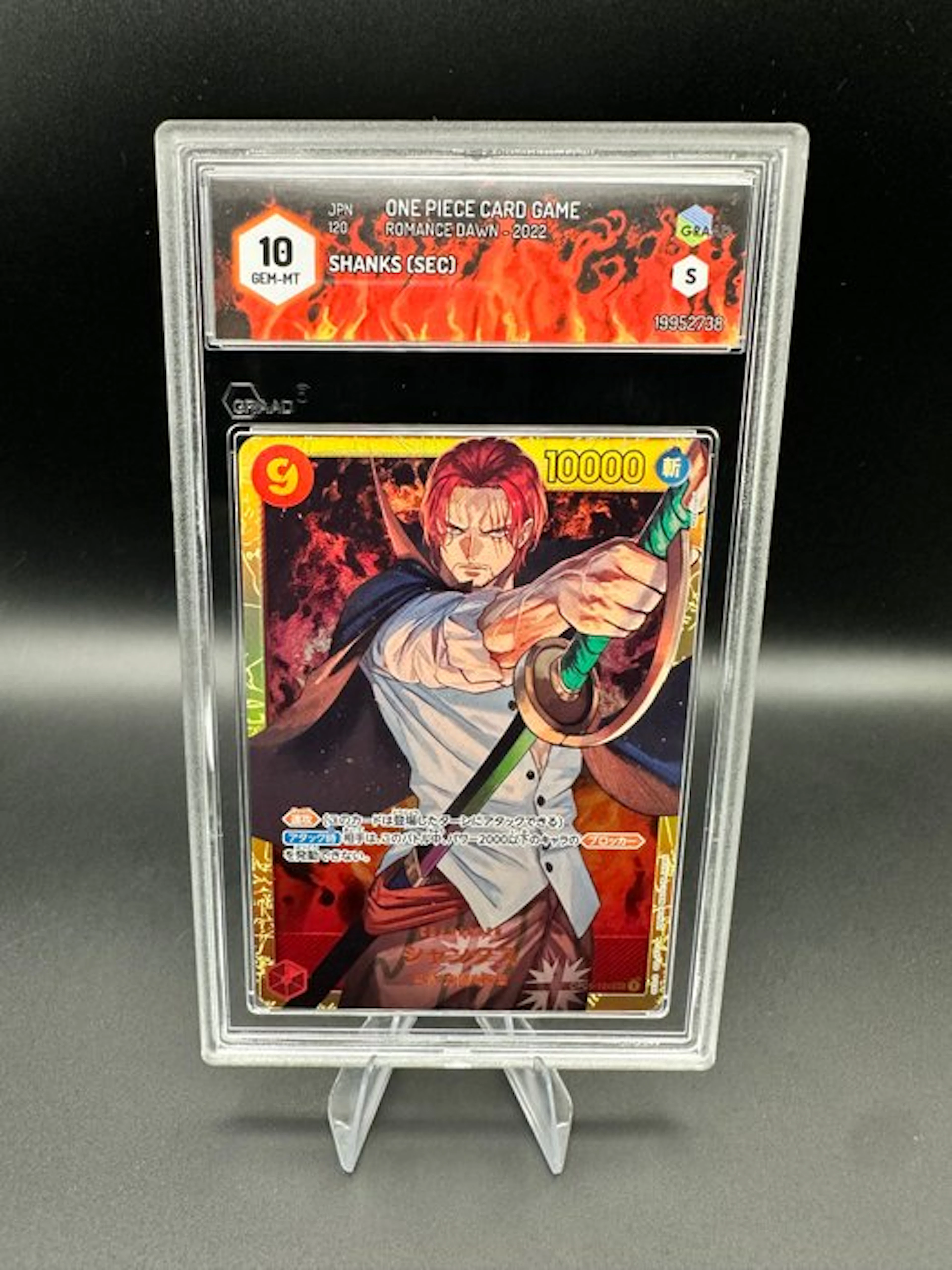 One Piece - 1 Graded card - Shanks Secret rare, Full art, Foil - Graad 10