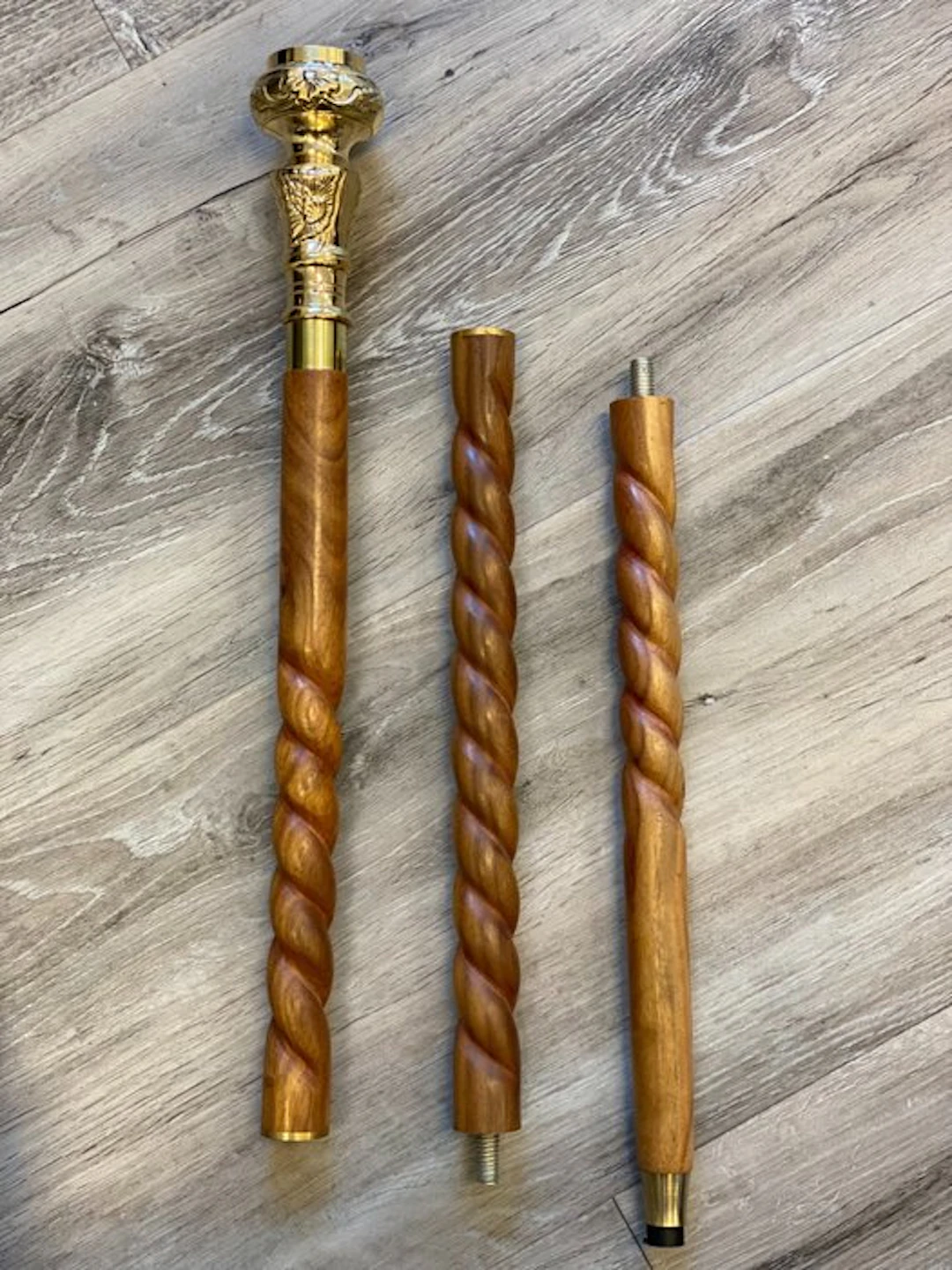 Walking stick - Compass with a heavy brass handle and rosewood.
