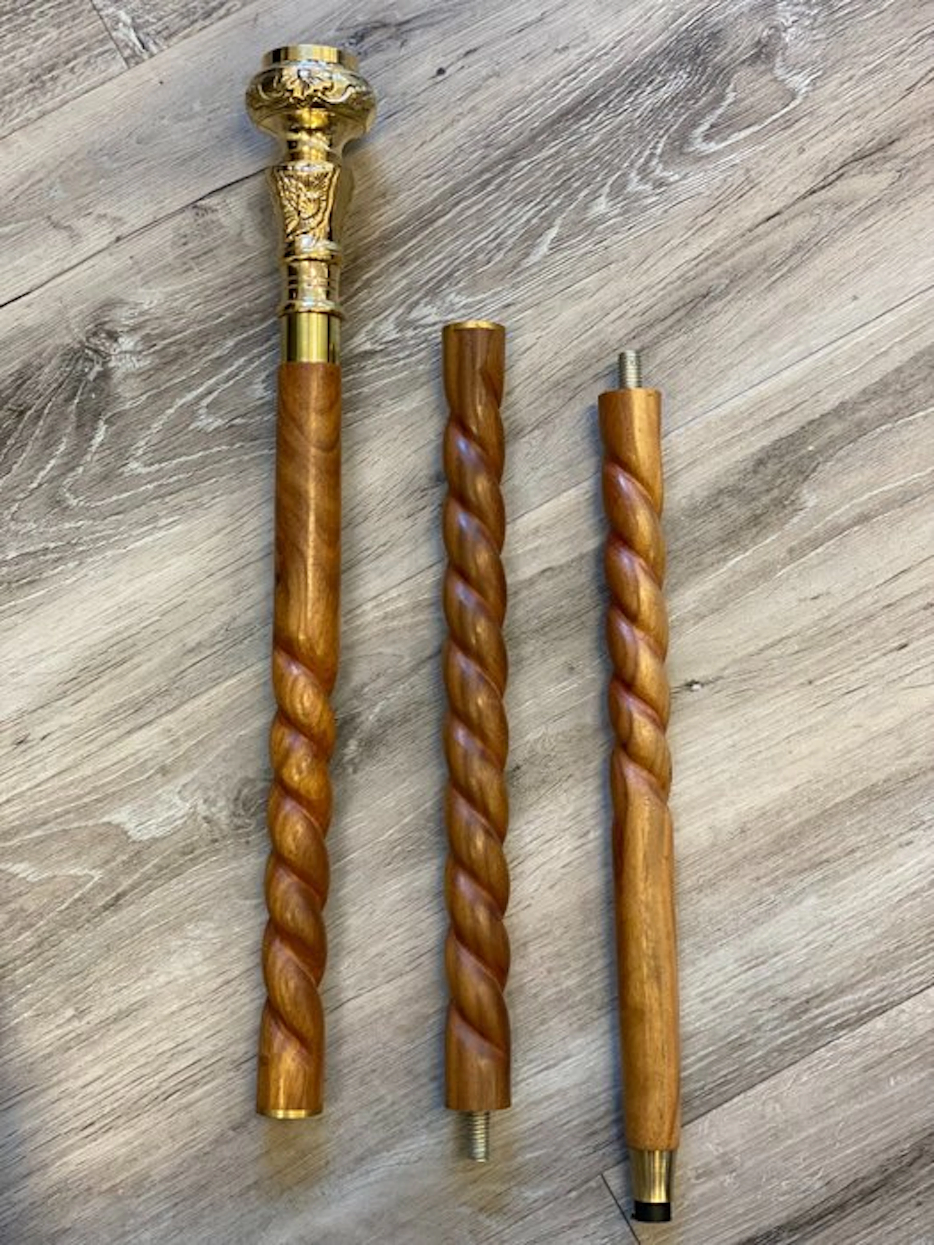 Walking stick - Compass with a heavy brass handle and rosewood.