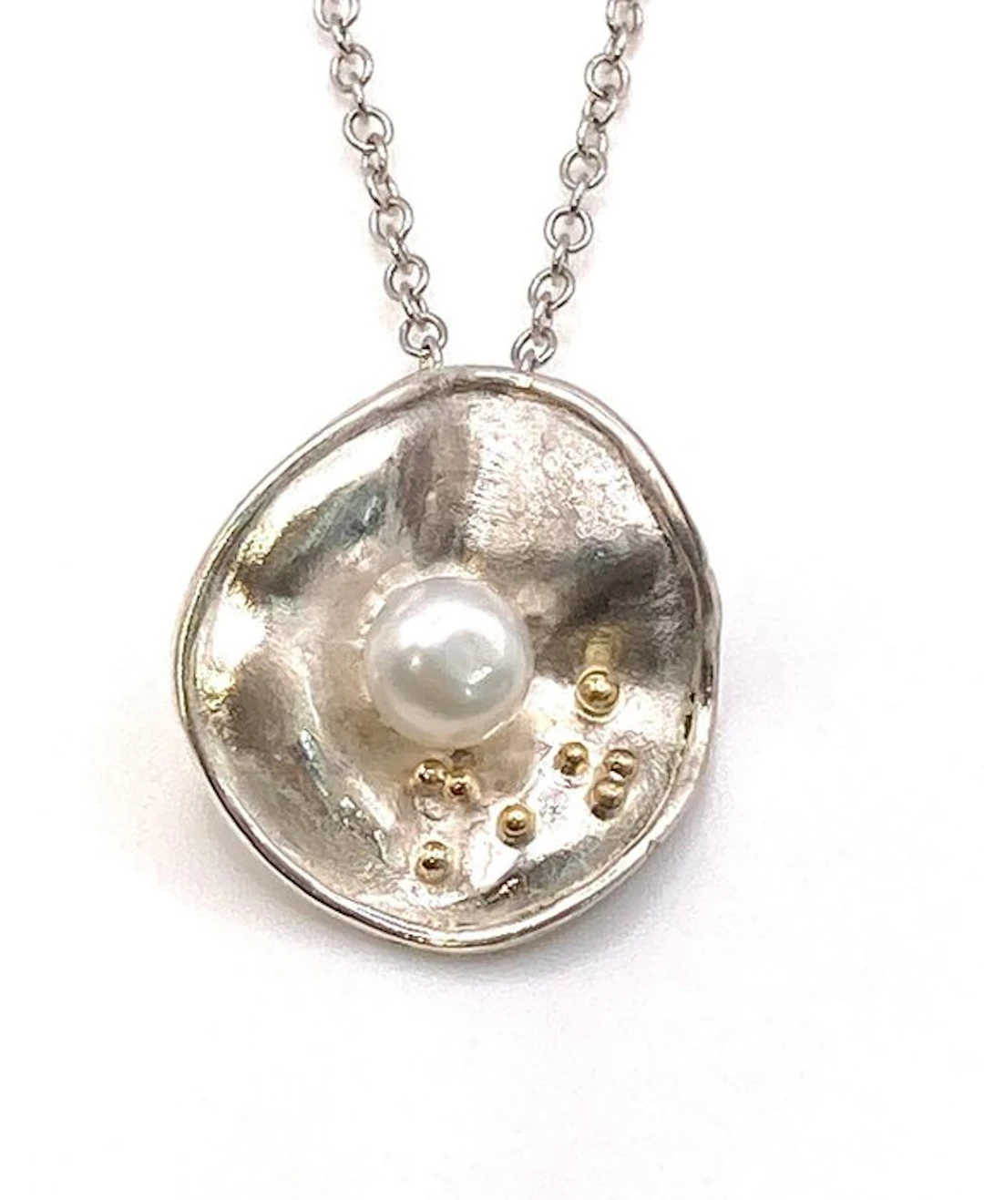 No reserve price - Pendant - 18 kt. Yellow gold, Silver Pearl