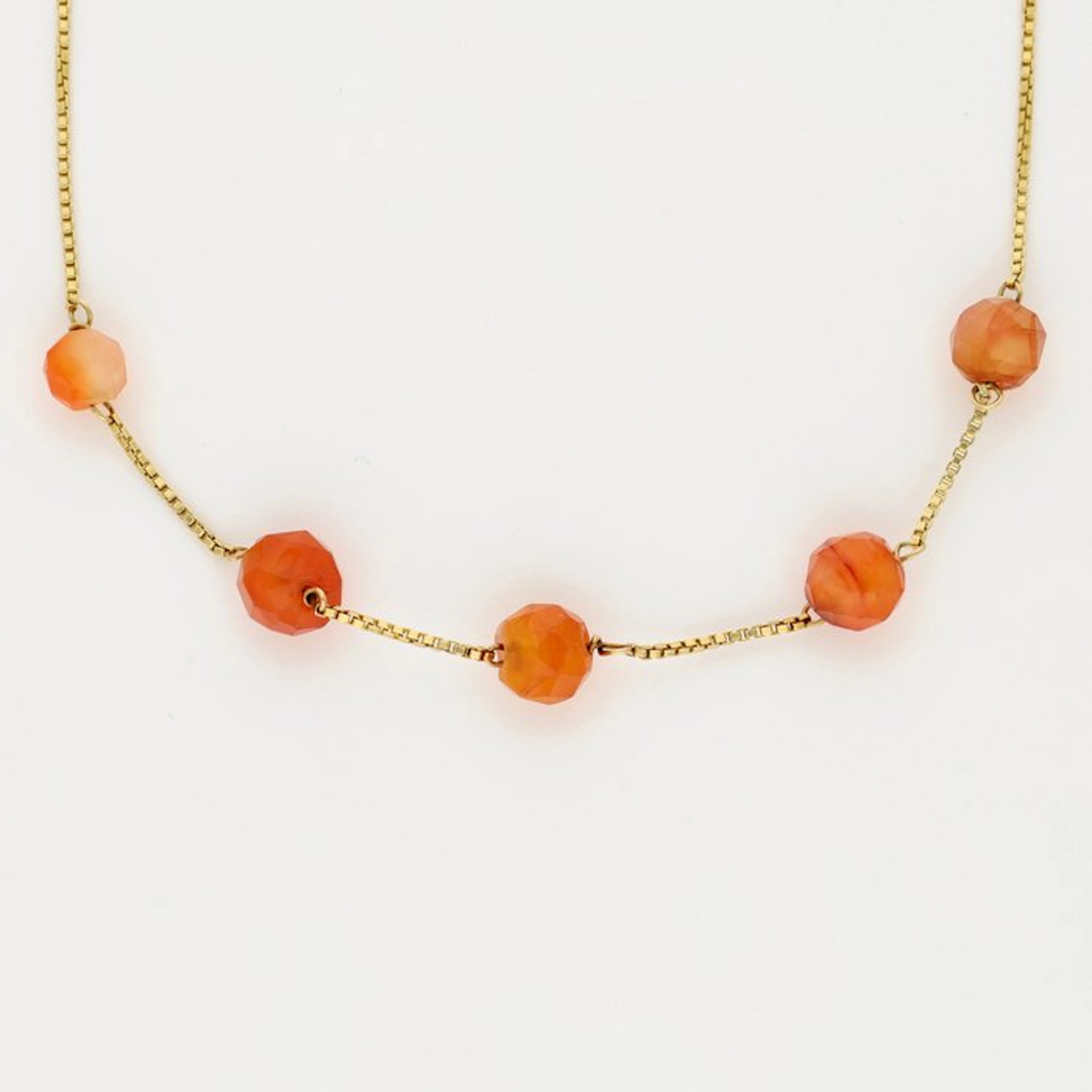 Necklace - 14 kt. Yellow gold - agate