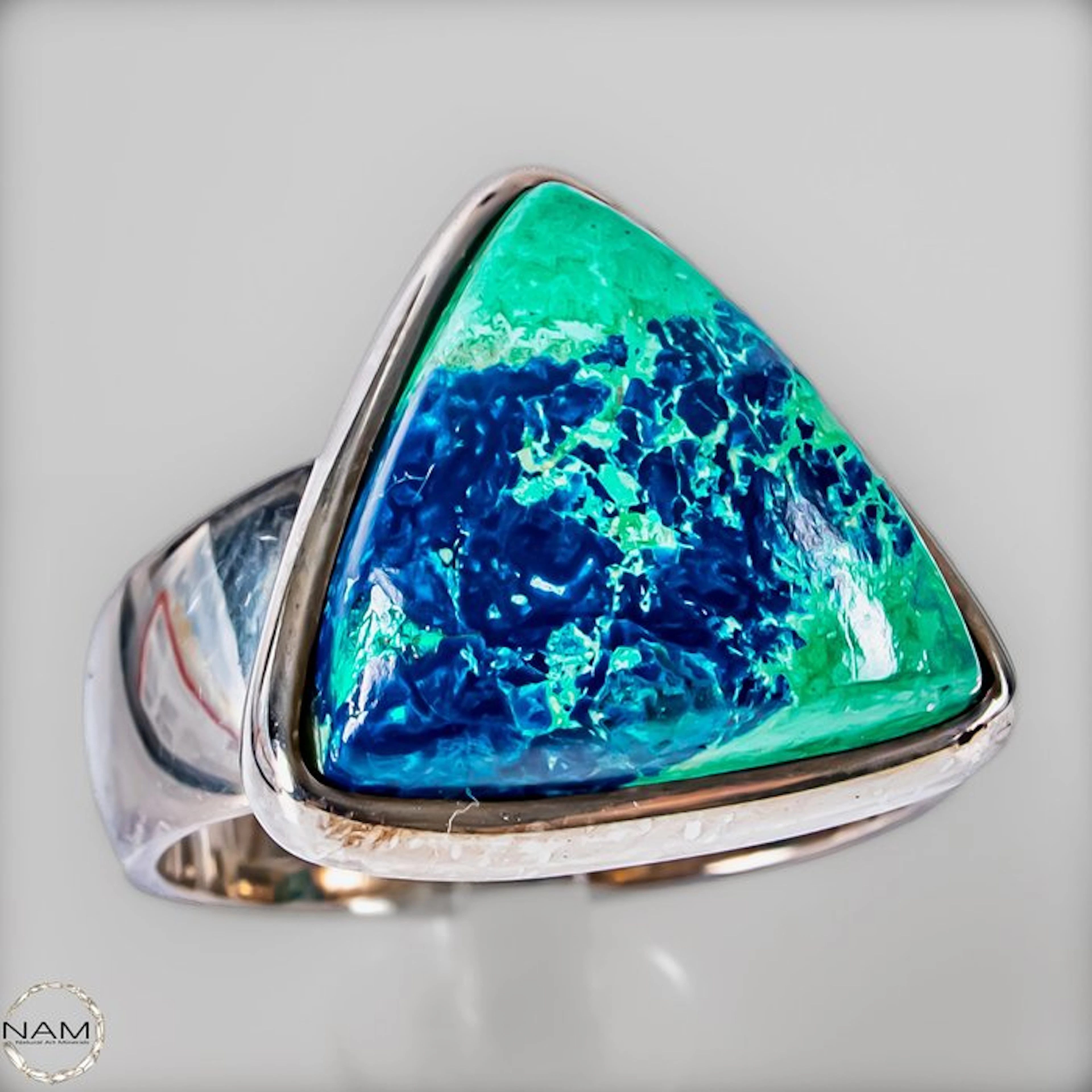 Azurite-Malachite ring made of 925 sterling silver – A...