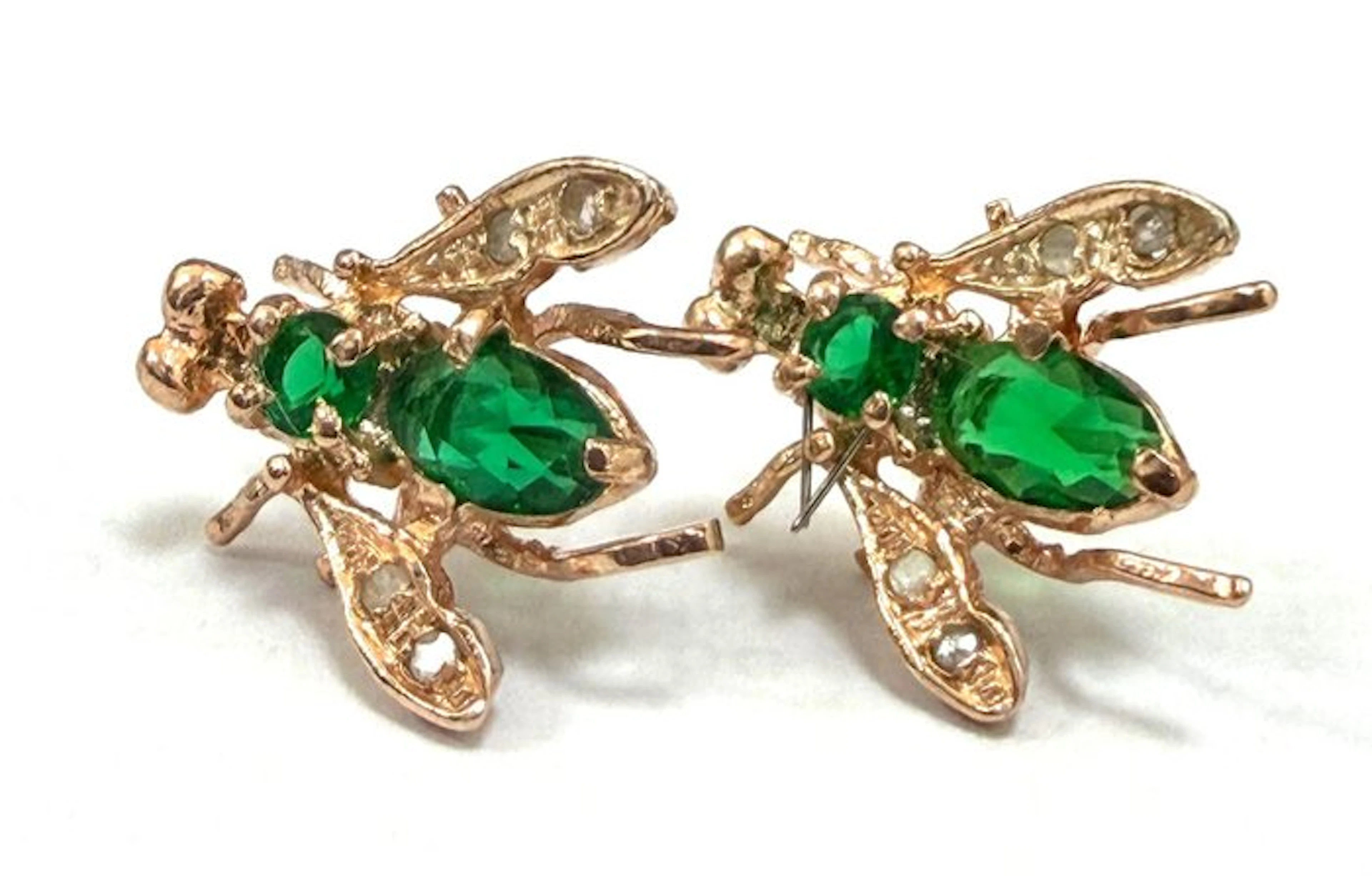 No reserve price - Earrings - 9 kt. Silver, Rose gold Spinel - Diamond