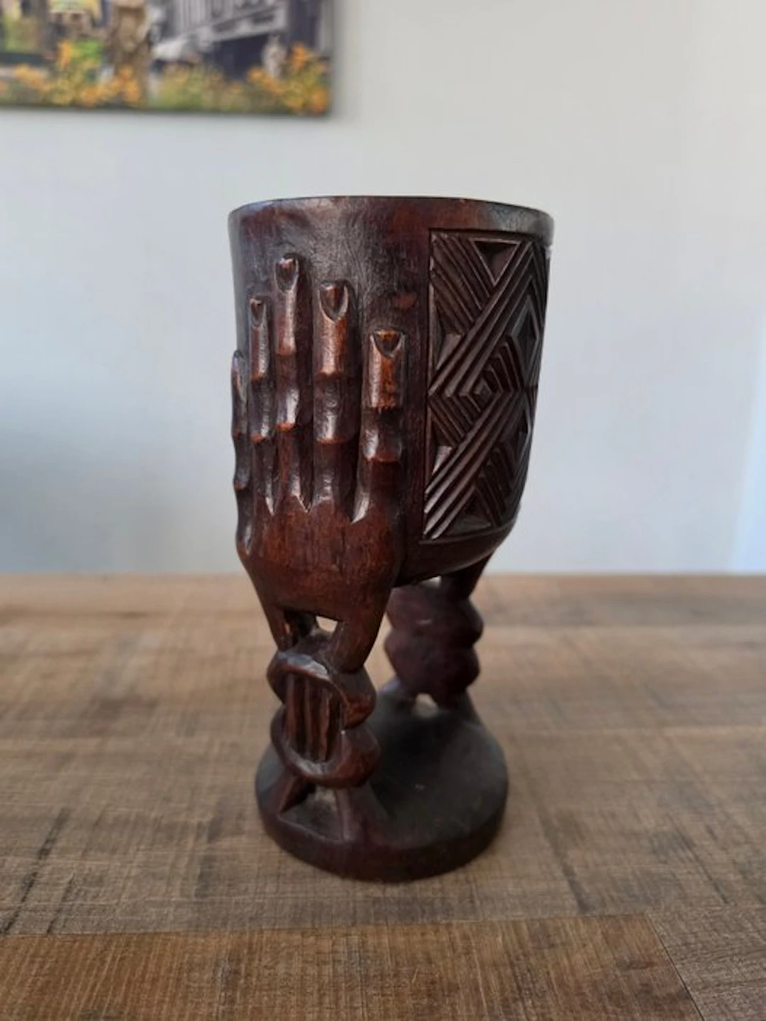 Kuba volk - Cup - Wood - With hand motif