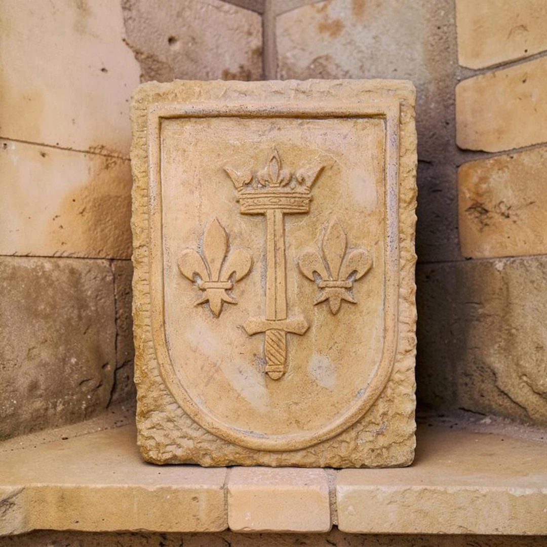 Sculpture, Stemma Araldico Giovanna D'arco - 25 cm - Cast Stone