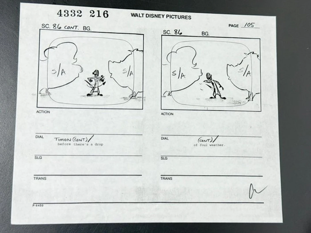 Walt Disney - Production Storyboard Page