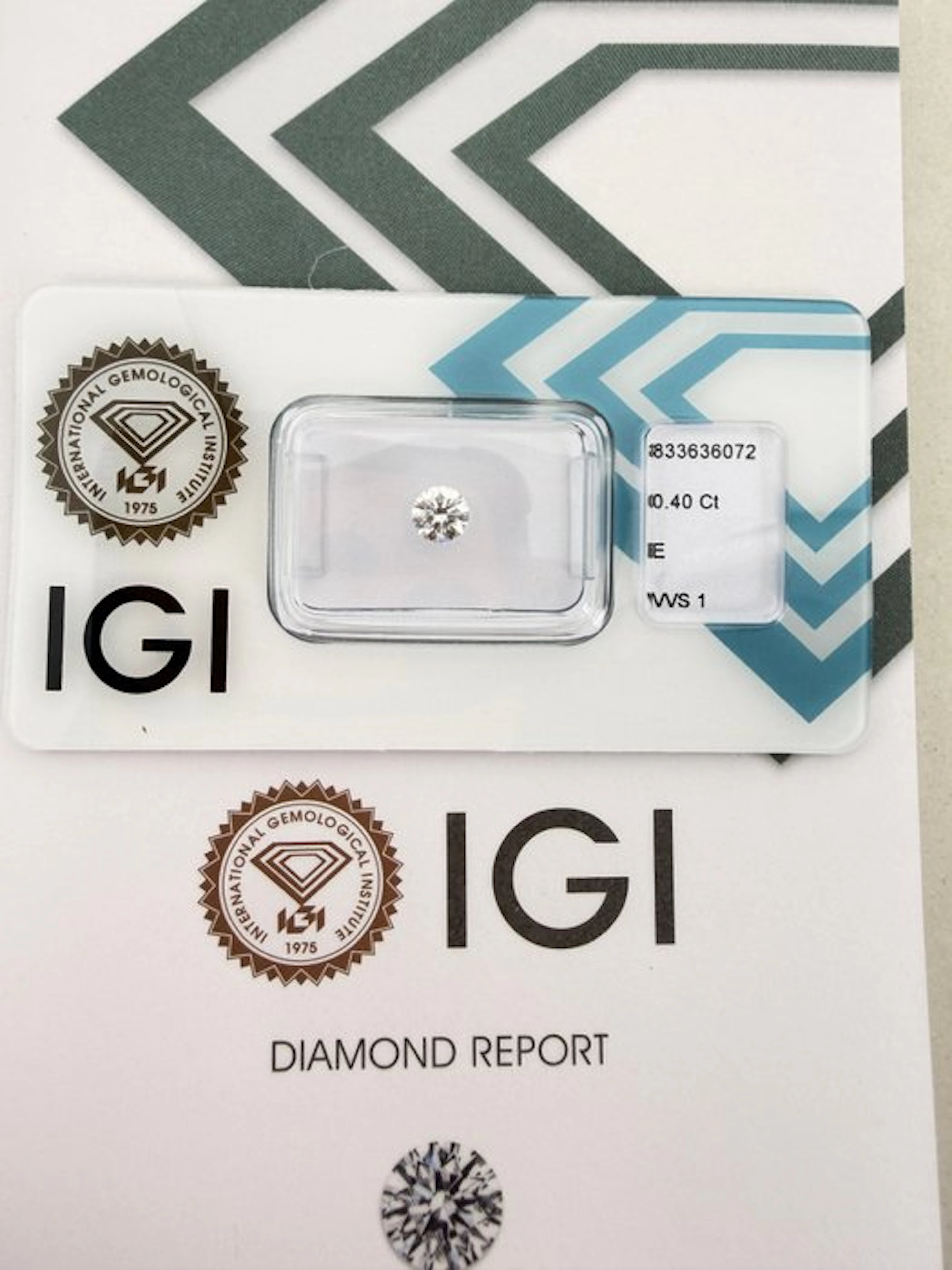 1 pcs Diamond (Natural) - 0.40 ct - Round - E - VVS1...
