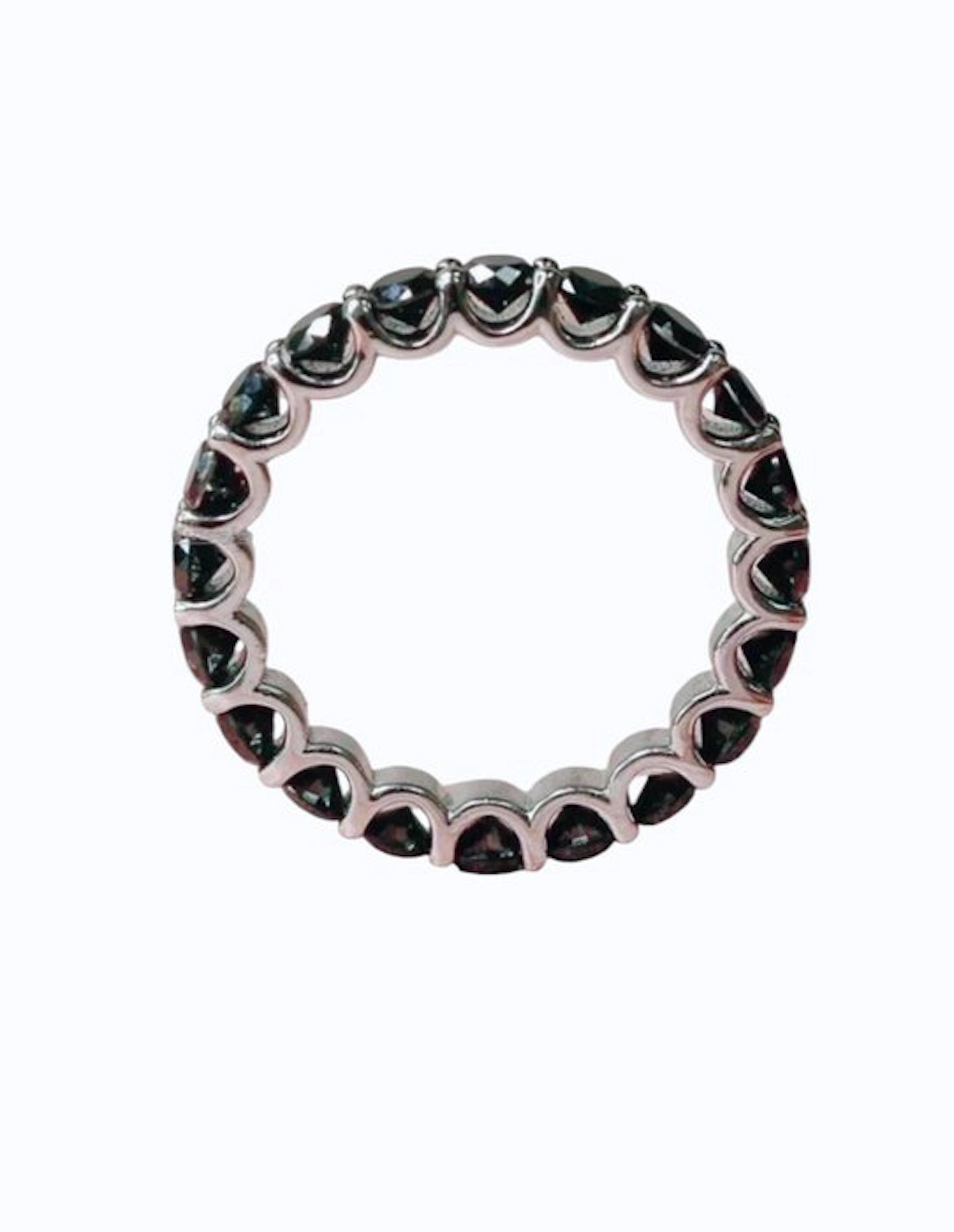 No reserve price - Eternity ring Silver Diamond (Natural coloured)