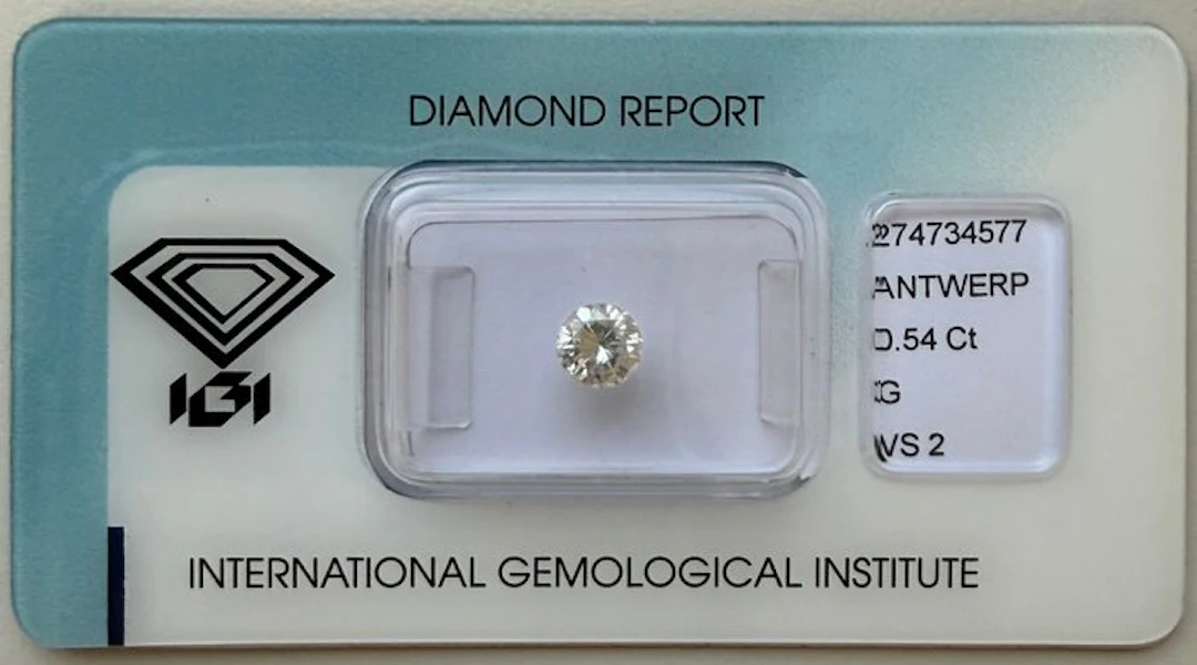 1 pcs Diamond (Natural) - 0.54 ct - Round - G - VS2...