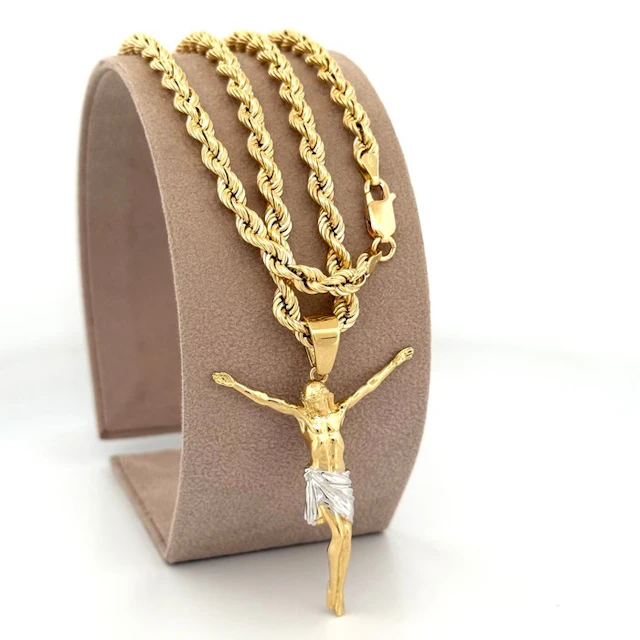 Necklace - 18 kt. Yellow gold, White gold - Christ - 60 cm