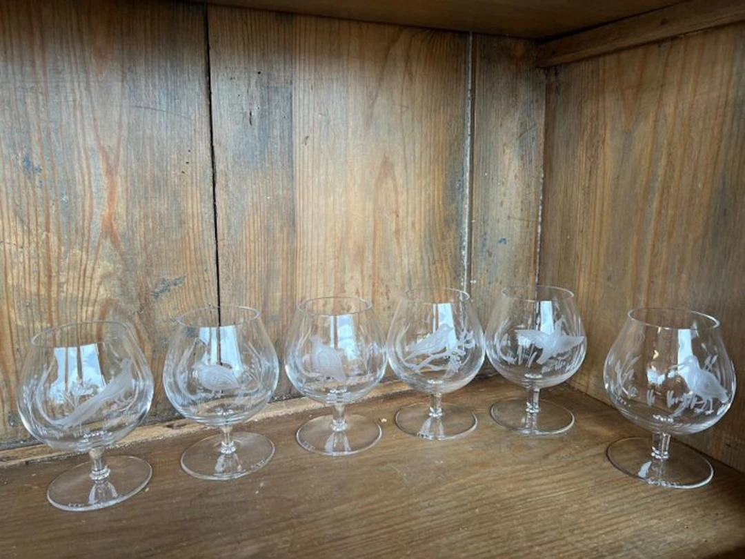 Wine glass (6) - Glass - Val Saint Lambert