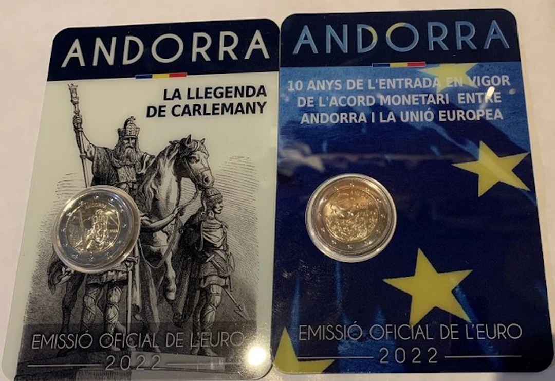 Andorra. 2 Euro 2022 "Karel de Grote" + "EU" (2...