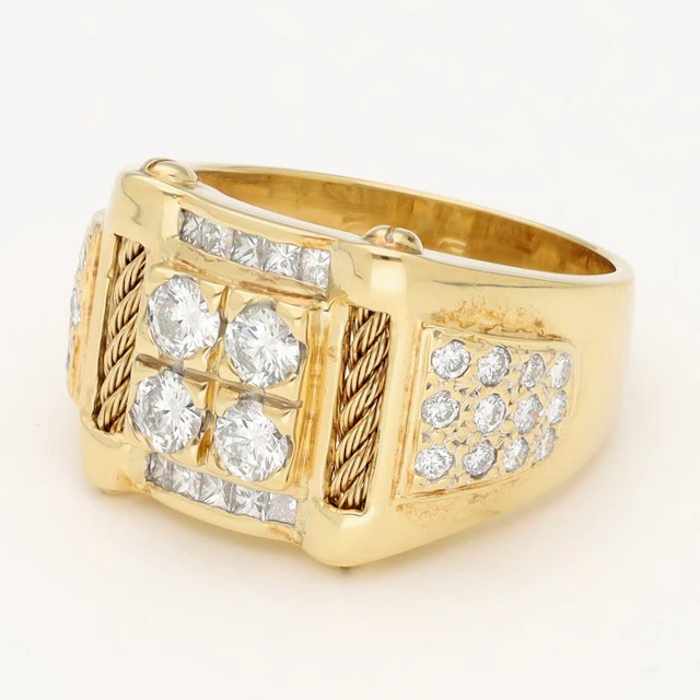 Ring - 21.6 kt. Yellow gold Diamond (Natural) - Diamond