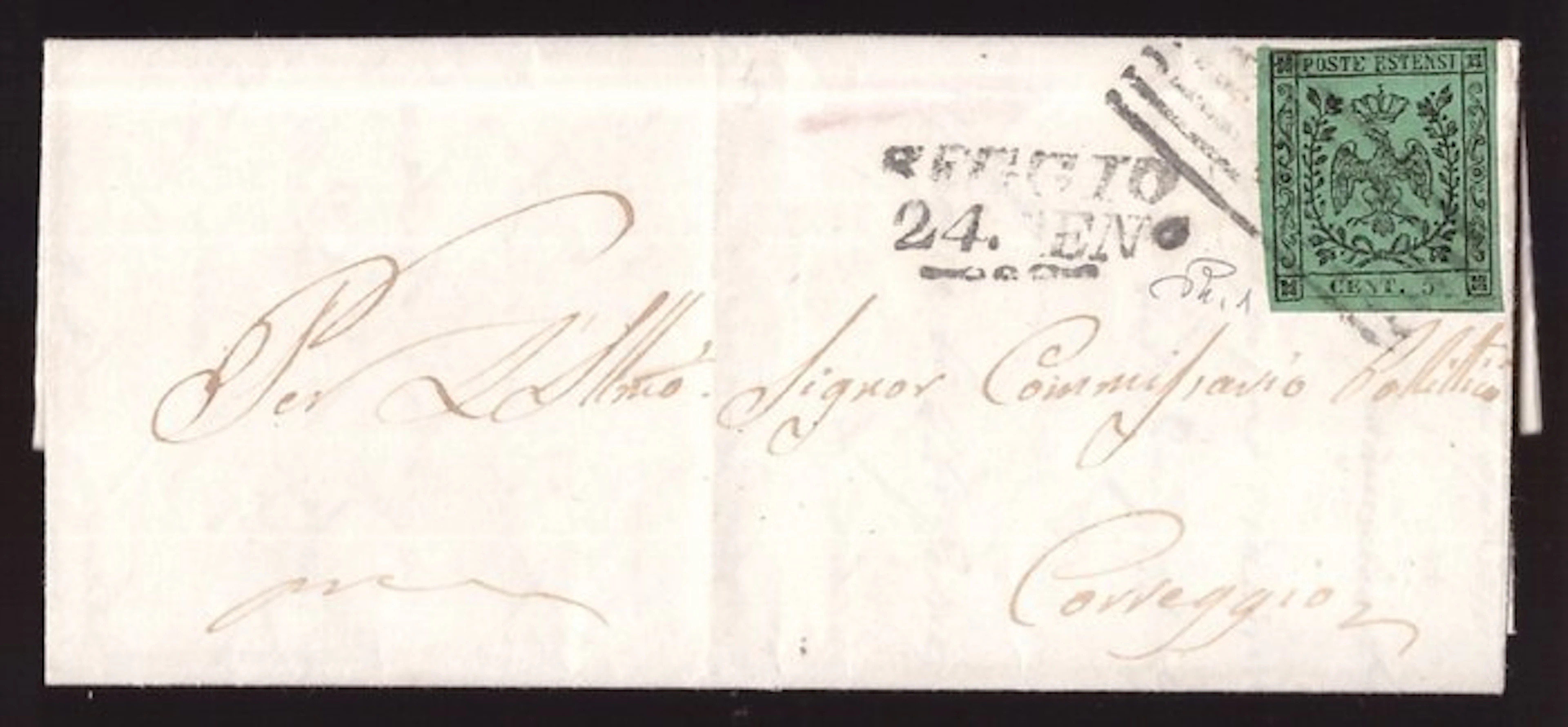 Italian Ancient States - Modena 1852 - 5 centesimi green