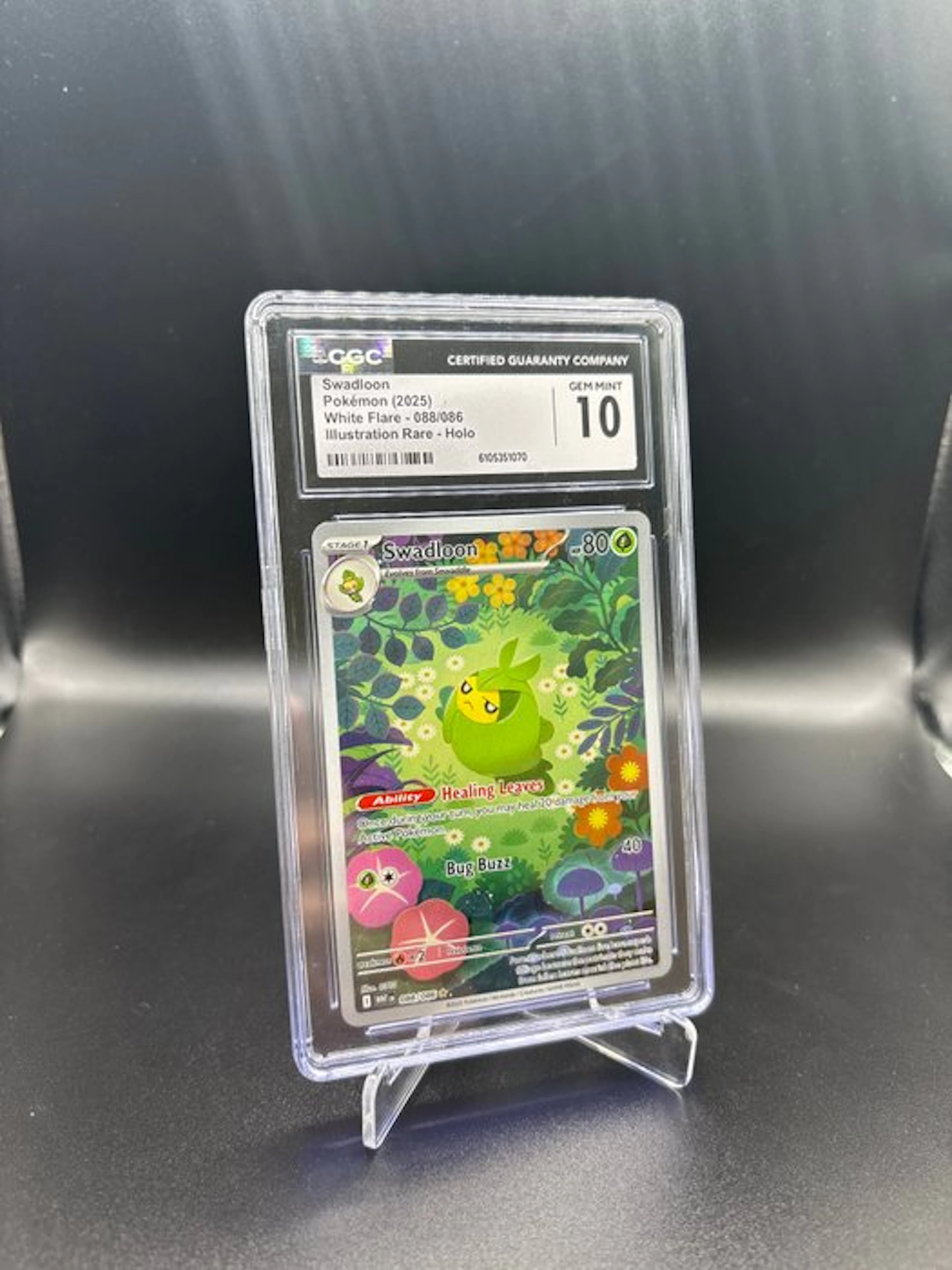 Pokémon - 1 Graded card - Swadloon 088 White Flare Full art - CGC 10
