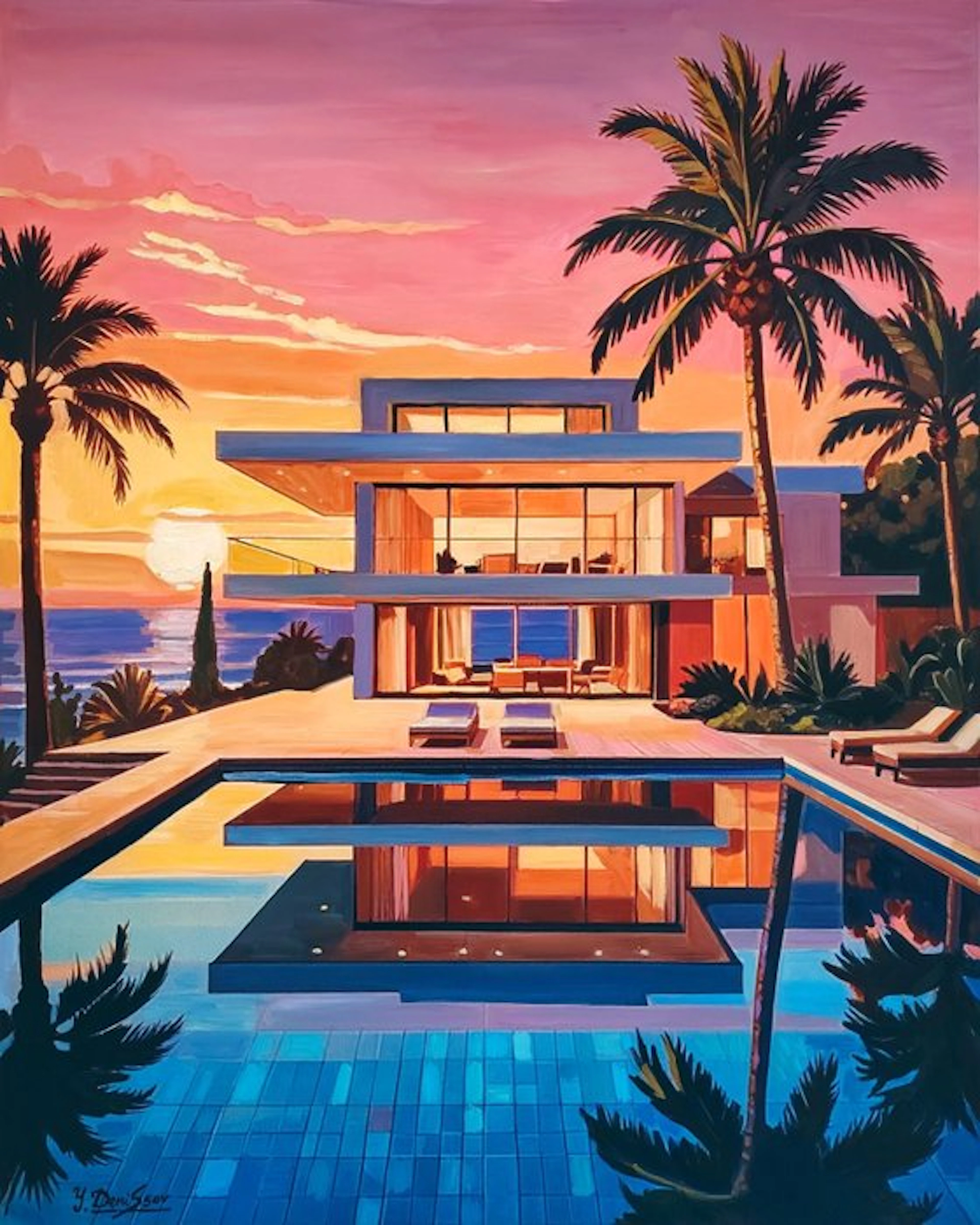 Yuri Denissov - Beautiful villa at sunset