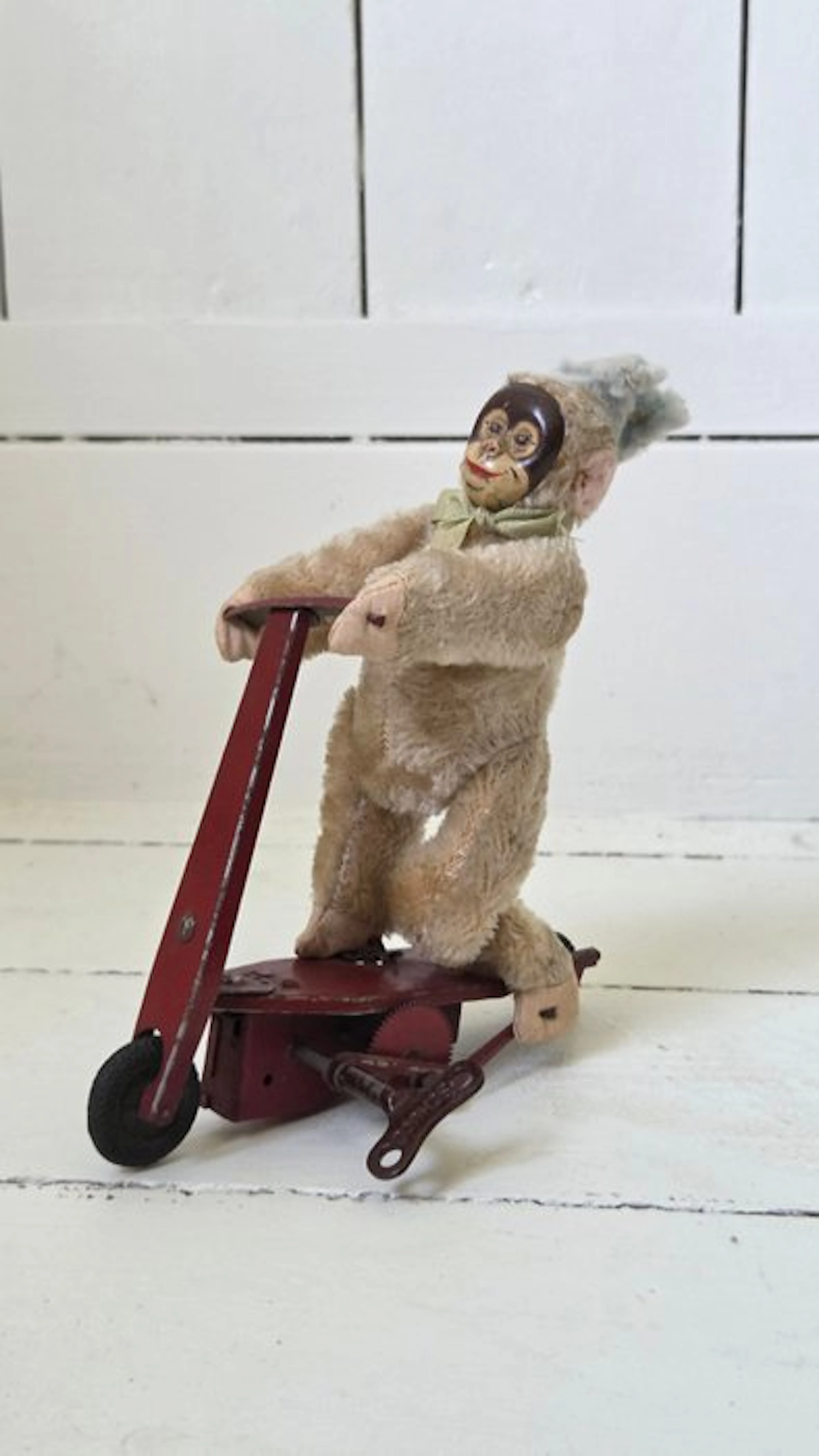 SFA - Tin toy - Old tin toy Monkey on scooter antique...