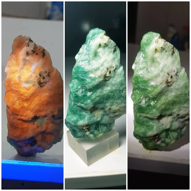Natural rare florescent Hauyne crystal under UV light...
