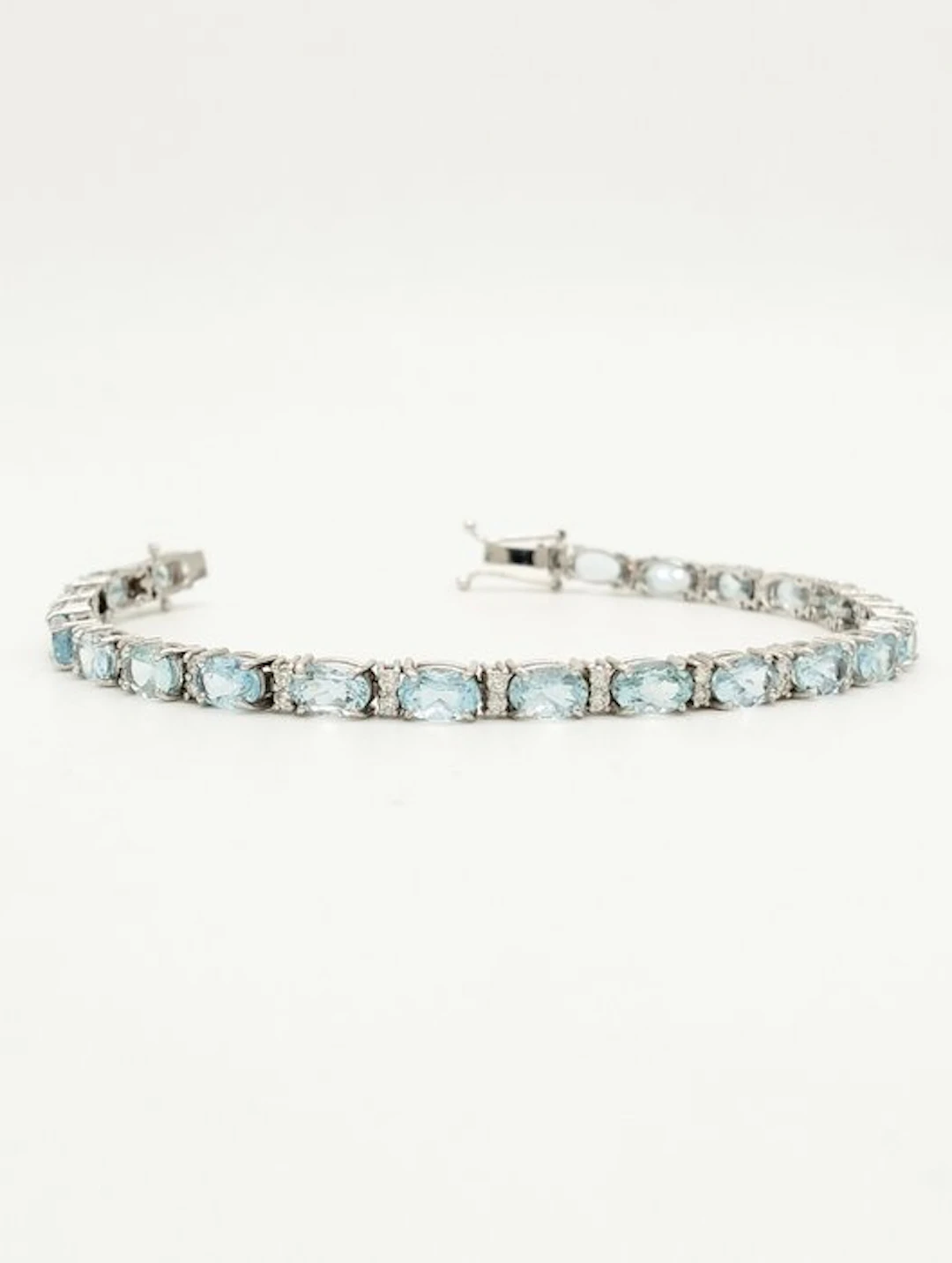 Bracelet - 18 kt. White gold Aquamarine - Diamond
