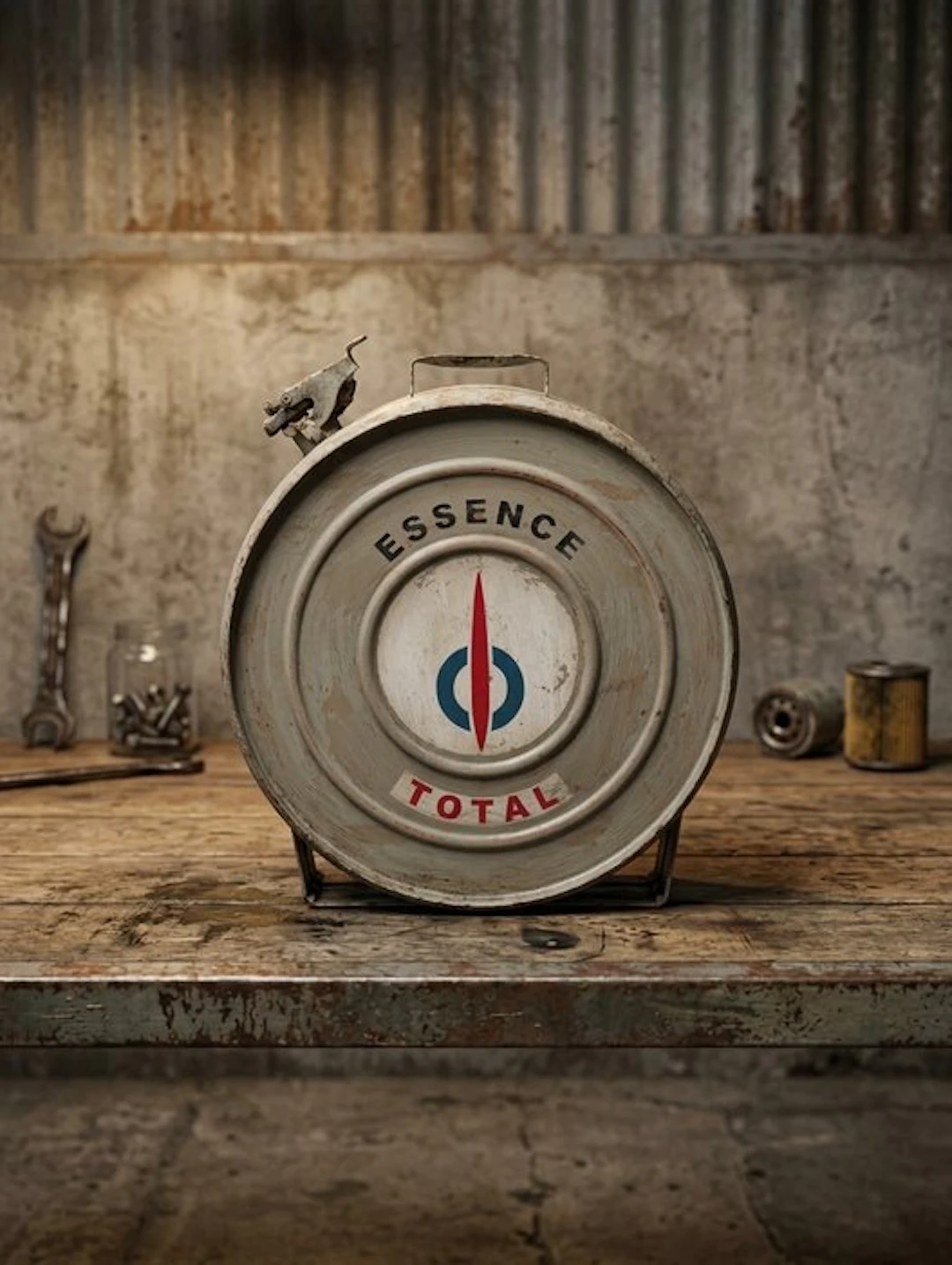 Petrol pump (1) - TOTAL - Ancienne jerrican d'essence - 1920-1930