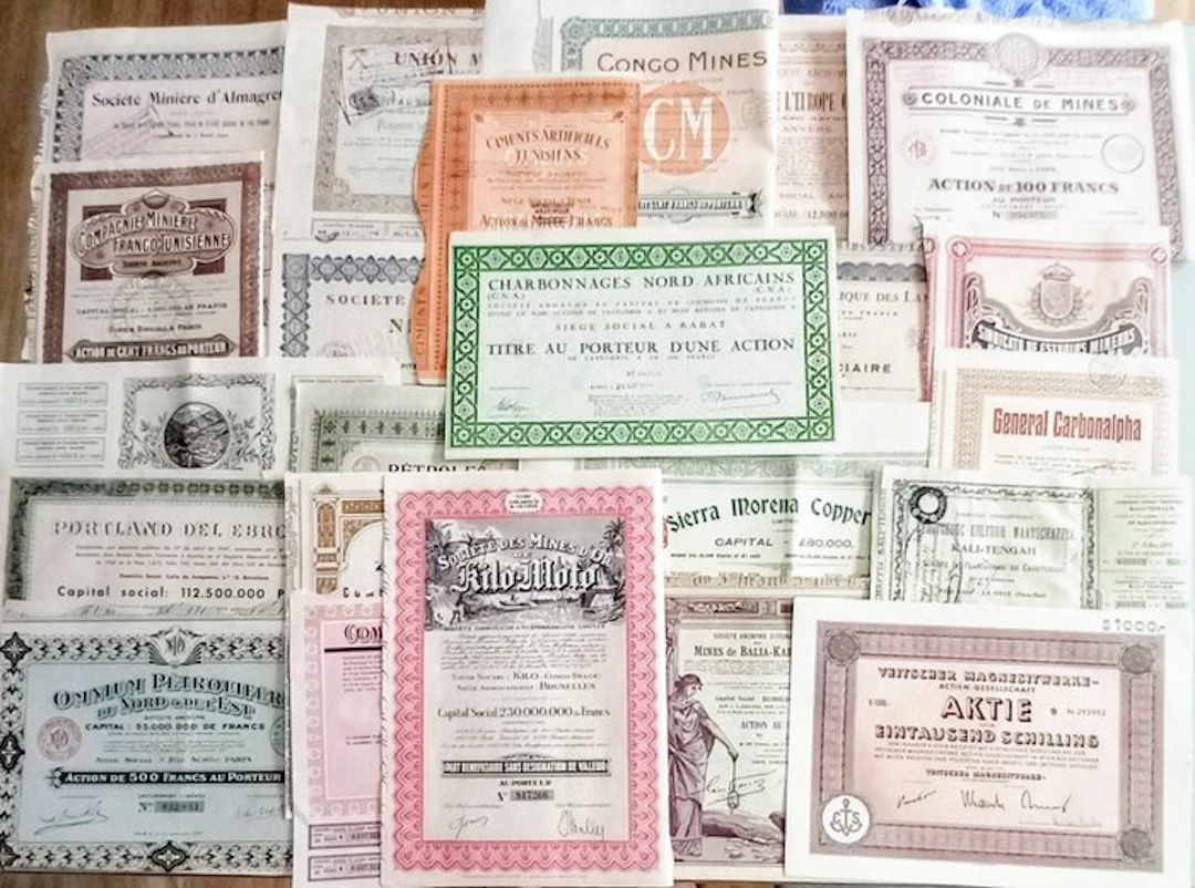 26 Titles of Mining, Extractive, and Forestry Companies. (No reserve price)