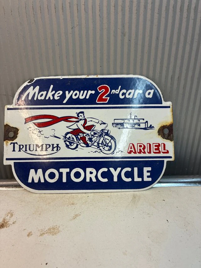Triumph & Ariel Motorcycles – Enamel Advertising Sign - Enamel sign - Enamel