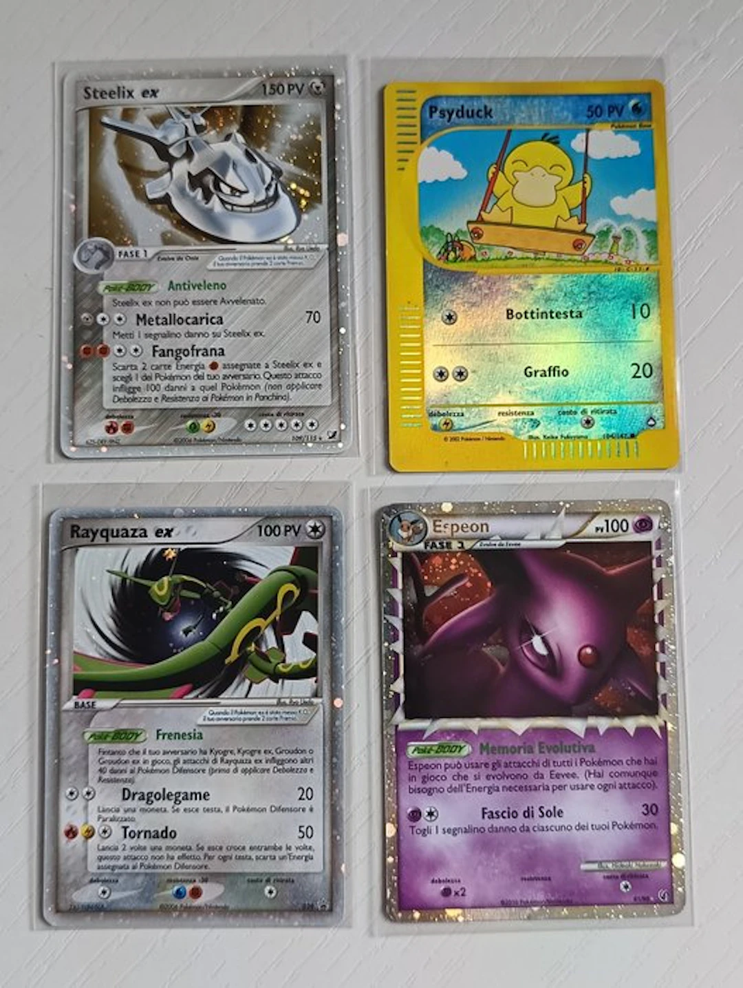 Pokémon - 4 Card - Psyduck, Steelix, Espeon, Rayquaza Foil, Holo - EX