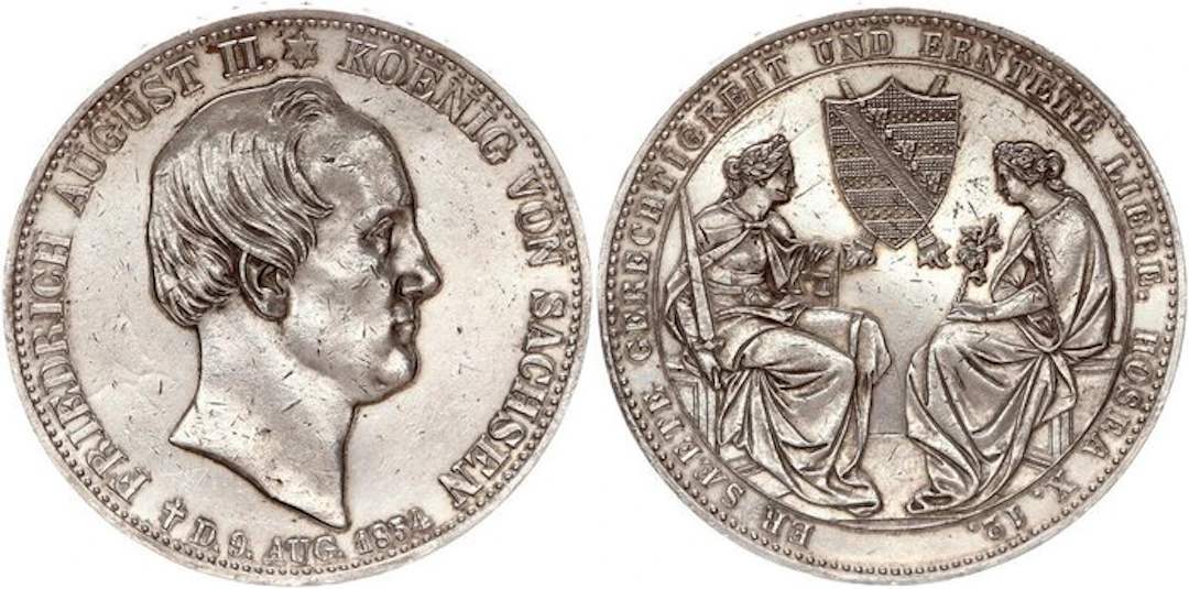 Deutschland Sachsen-Albertinische Linie. Friedrich August II.. Doppeltaler 1854