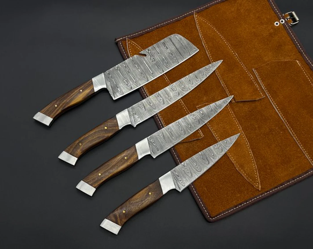 Japanese Style Kitchen Knife SET With Leather BAG...