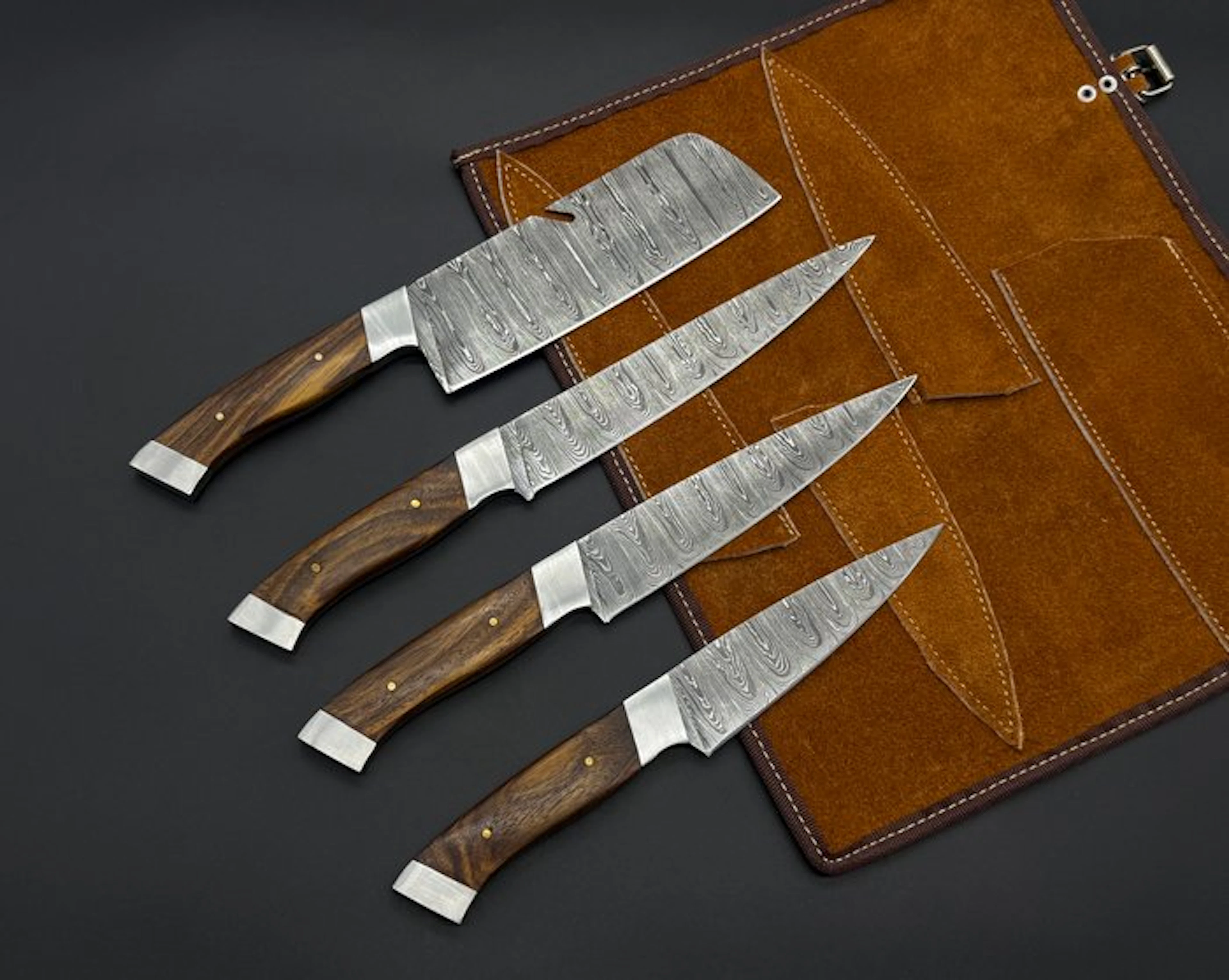 Japanese Style Kitchen Knife SET With Leather BAG...